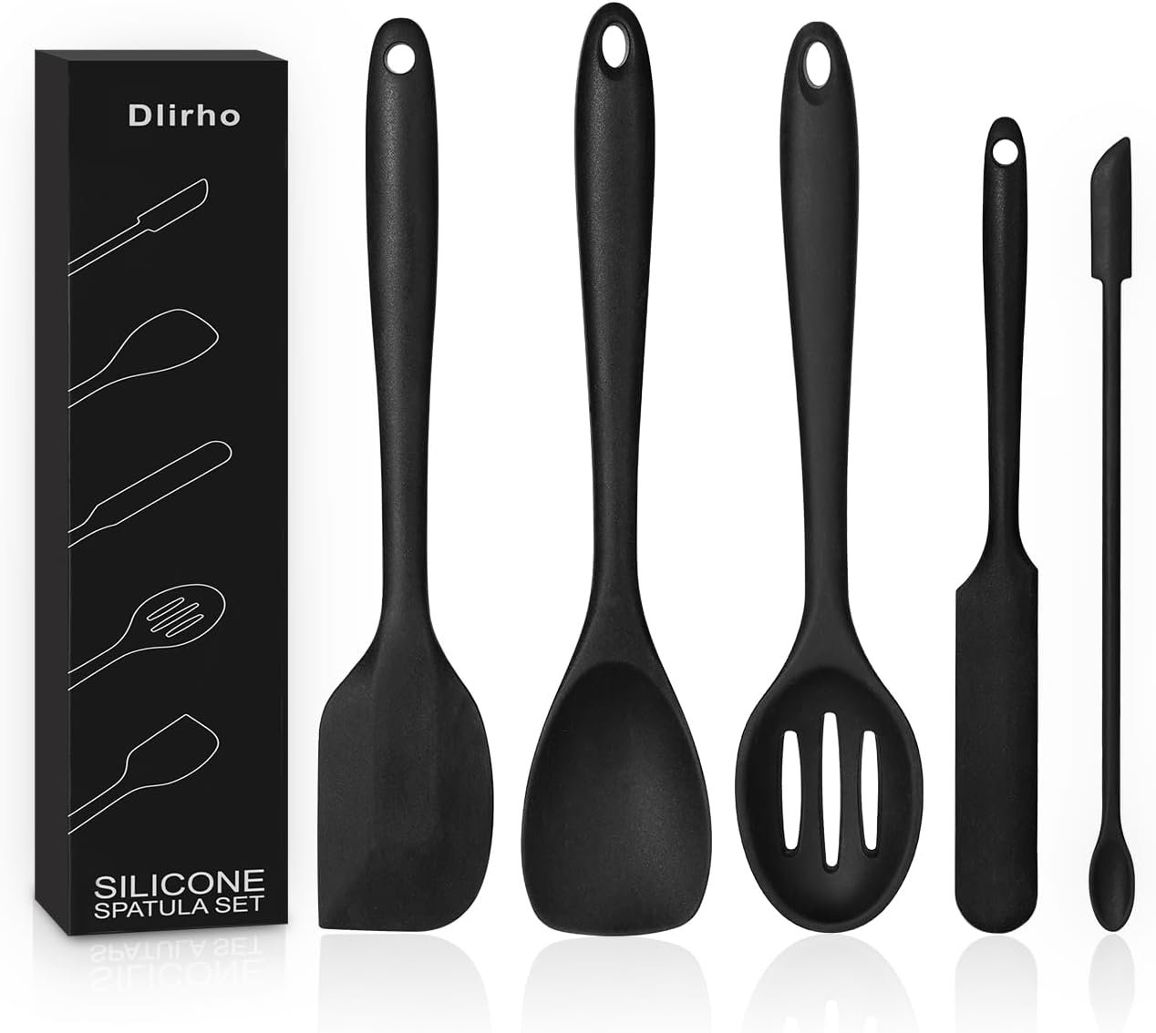 Silicone Spatula Set, 5 Piece Food Grade Rubber Spatula, Mixing High Heat Resistant Non Stick Kitchen Scraper Spatulas for Cooking and Baking