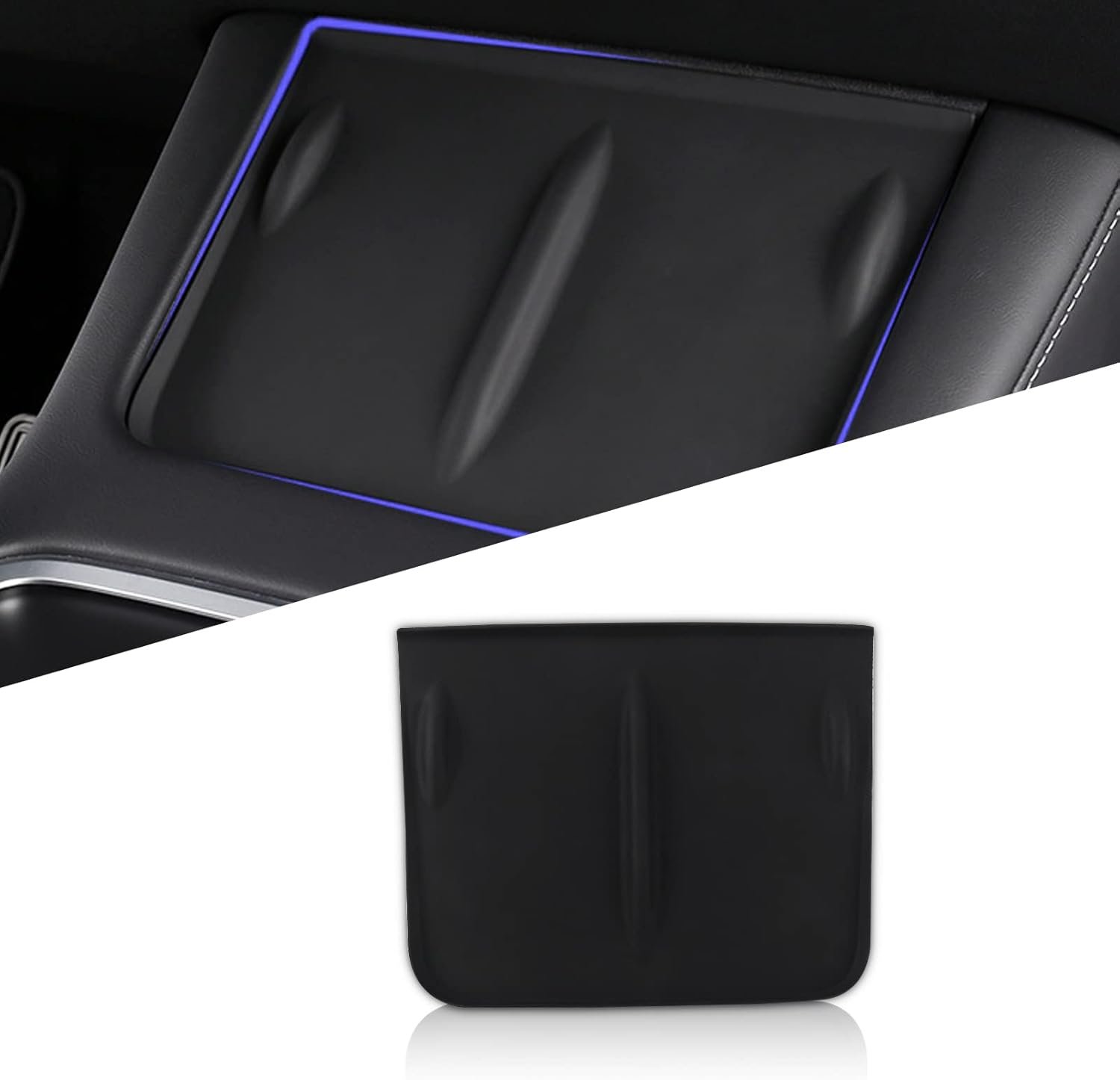 1 PC Center Console Wireless Silicone Mat for 2019-2022 Tesla Model Y 2021-2022 Model 3, Anti-Slip Upgrade Protective Pad Interior Accessories Phone Holder Tray (Black)