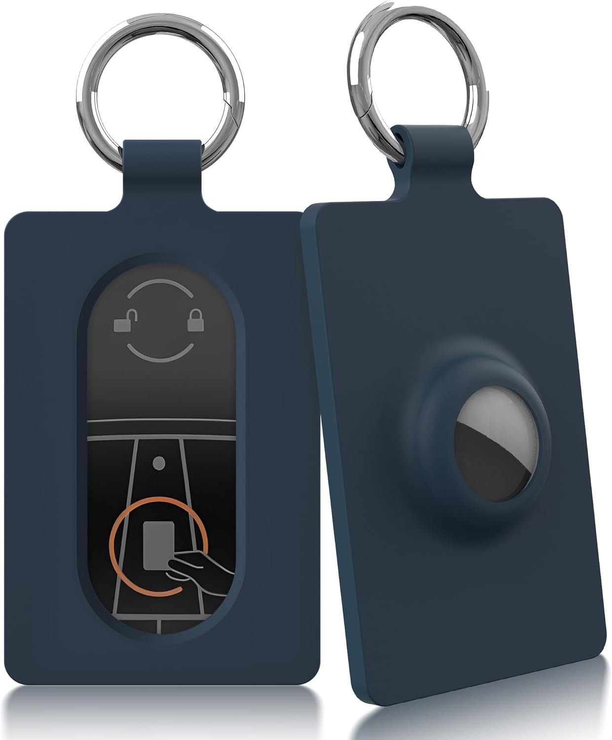 1 Pack Card Holder Exclusively Compatible for Tesla Key Cards and AirTag(Not Included), Slim Silicone Case for Model S/3/X/Y/Cybertruck (2020-2025), Anti-Loss NFC Signal Safe (Dark Blue)
