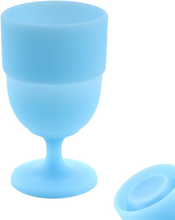 1 Pack Portable Collapsible Silicone Wine Glasses Travel Camp Wine Glasses for Picnic Indoor Outdoor, Reusable, Capacity 6.76 Oz, Blue