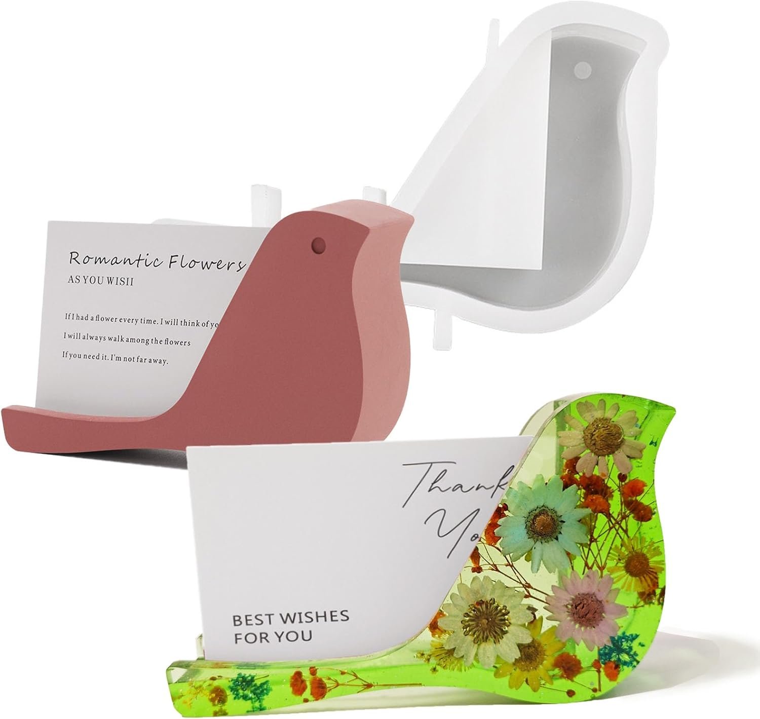 1 Set of Visiting Card Holder Silicone Resin Mold Bird Shaped Business Card Dispenser Epoxy Silicone Casting Molds for Office Table,3D DIY Making Handmade Display Decor Crafts