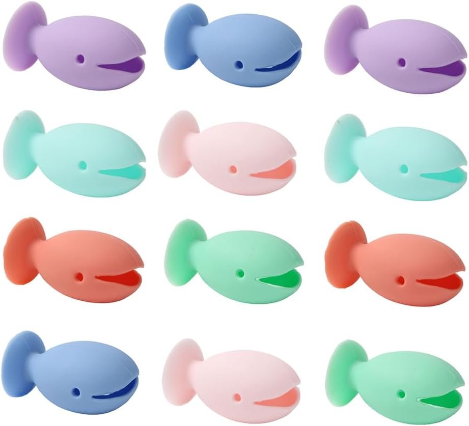 12Pcs Cute Silicone Fish Toothbrush Holder for Travel Hygienic Storage Decor Accessories