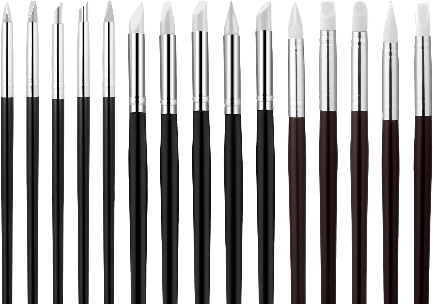 15 Pcs Silicone Paint Brush Black Silicon Color Shapers Brushes for DIY Handicraft Professional Silicone Sculpting Tools Flexible Clay Sculpture Tools for Drawing Sculpture Nail Design(3mm/5mm/8mm)