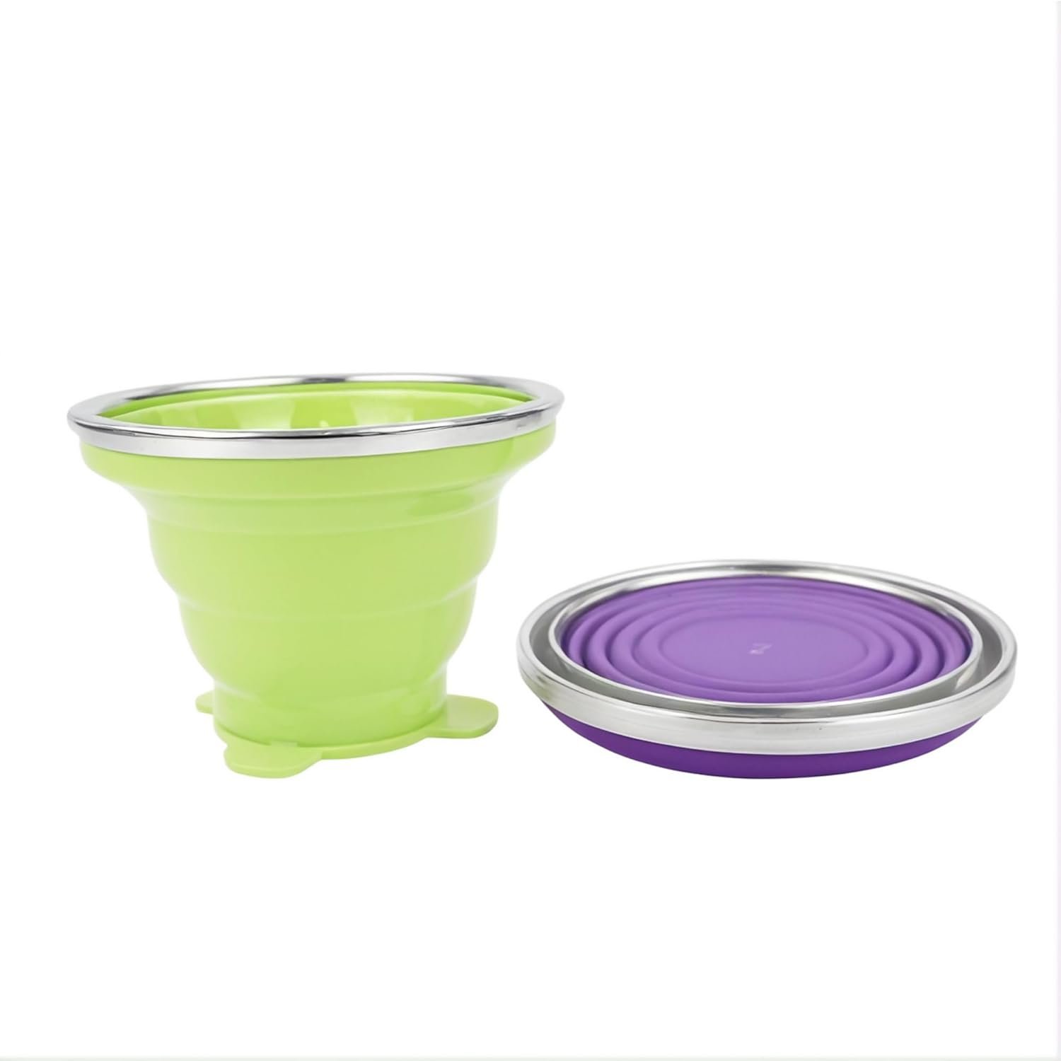 2 PCS Silicone Collapsible Cups, Portable Travel & Camp Mug, Folding Drinking Cup with Lids, Reusable Camping Cup Set