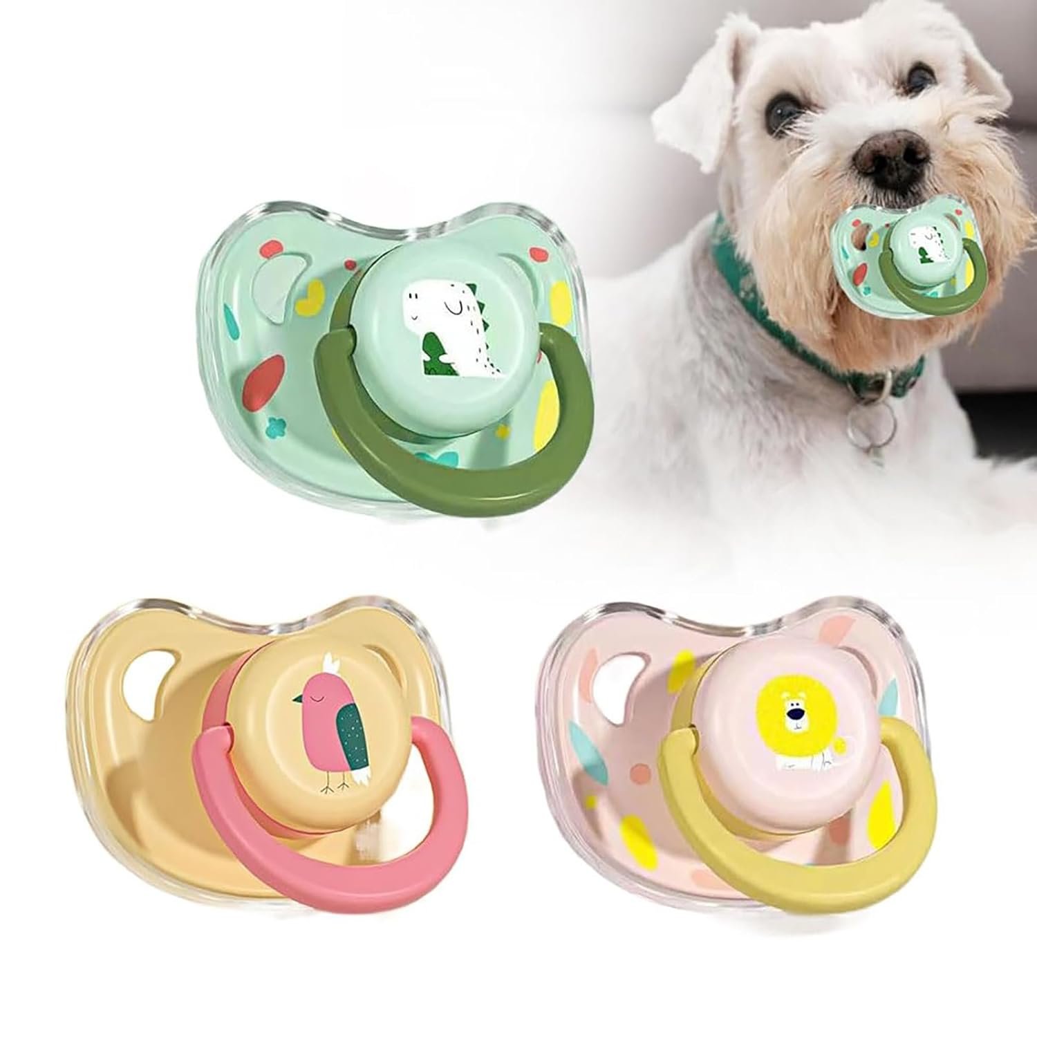 2025 3Pcs New Calming Dog Pacifiers Chew Toy, Pet Silicone Pacifiers, Pet Pacifier, Calming Dogs Chew Toy for Small Dogs, Puppy Pacifier for Small Dogs and Cats (3 PCS Mix)