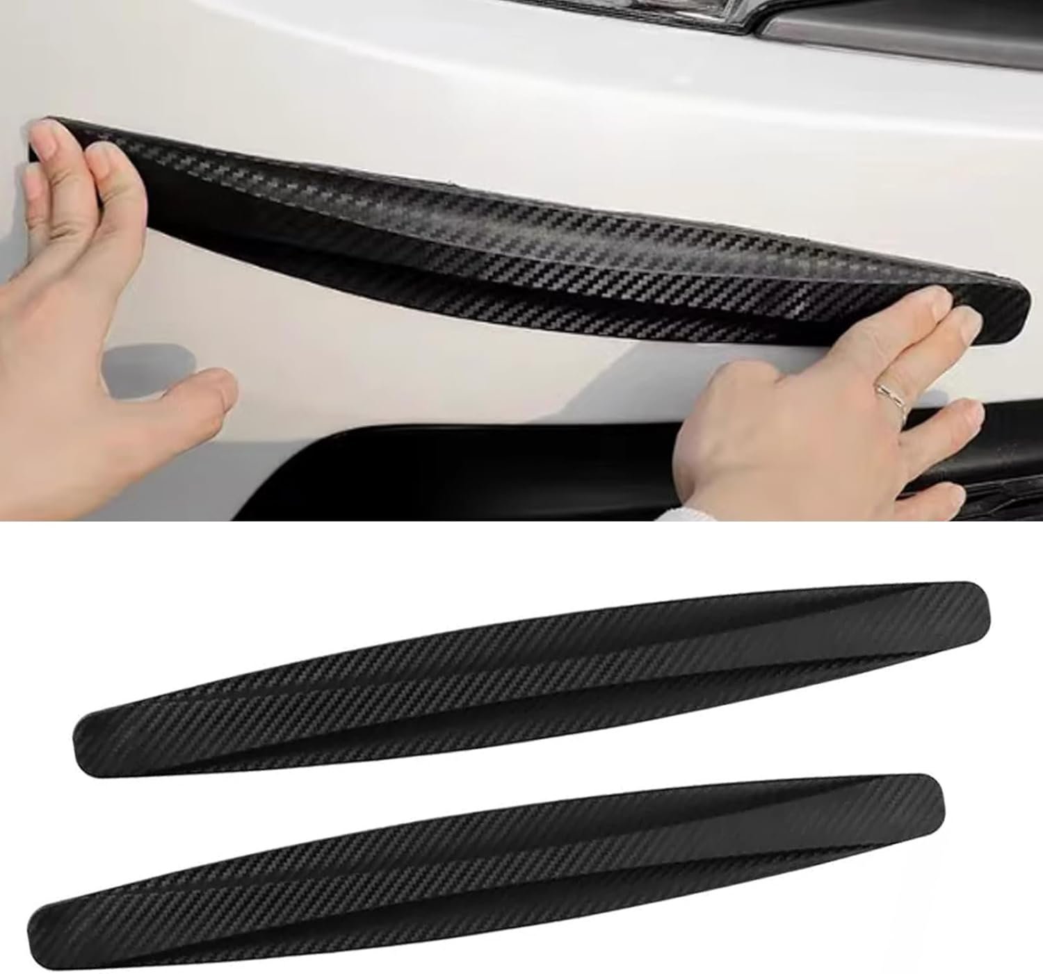 2PCS Car Bumper Guard Strip, Scratch-Resistant Anti-Collision Patch, Rubber Car Bumper Protector Trim, Universal for Cars, SUV (Black)