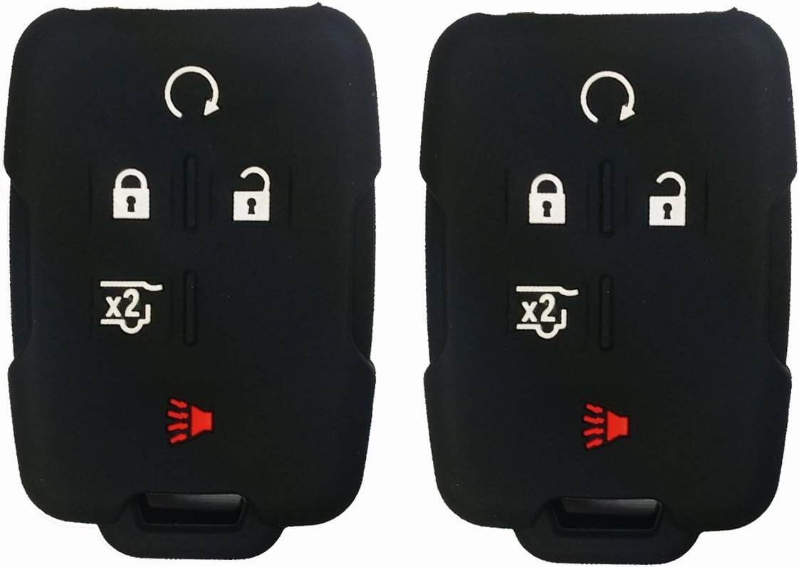 2Pcs Coolbestda Silicone Key Cover Case Keyless Protector Fob Remote Wallet Jacket for GMC Yukon Sierra 1500 Chevrolet Suburban Tahoe 5 Buttons Smart Key