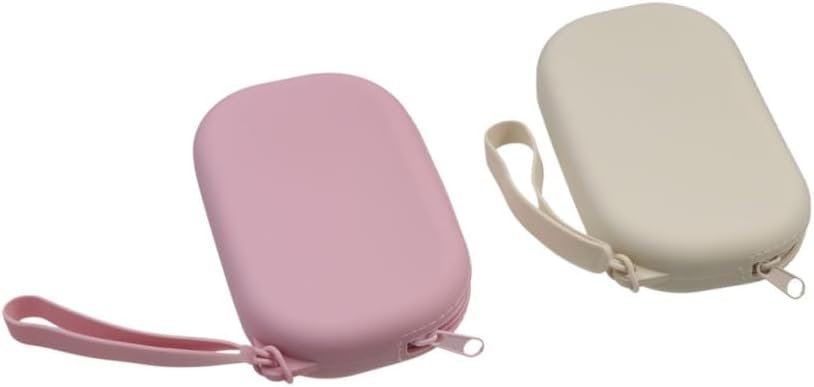 2Pcs Portable Oval Silicone Cosmetic Storage Bag Handbag, Earphone Key Lipstick Storage Bag Oval Zero Wallet