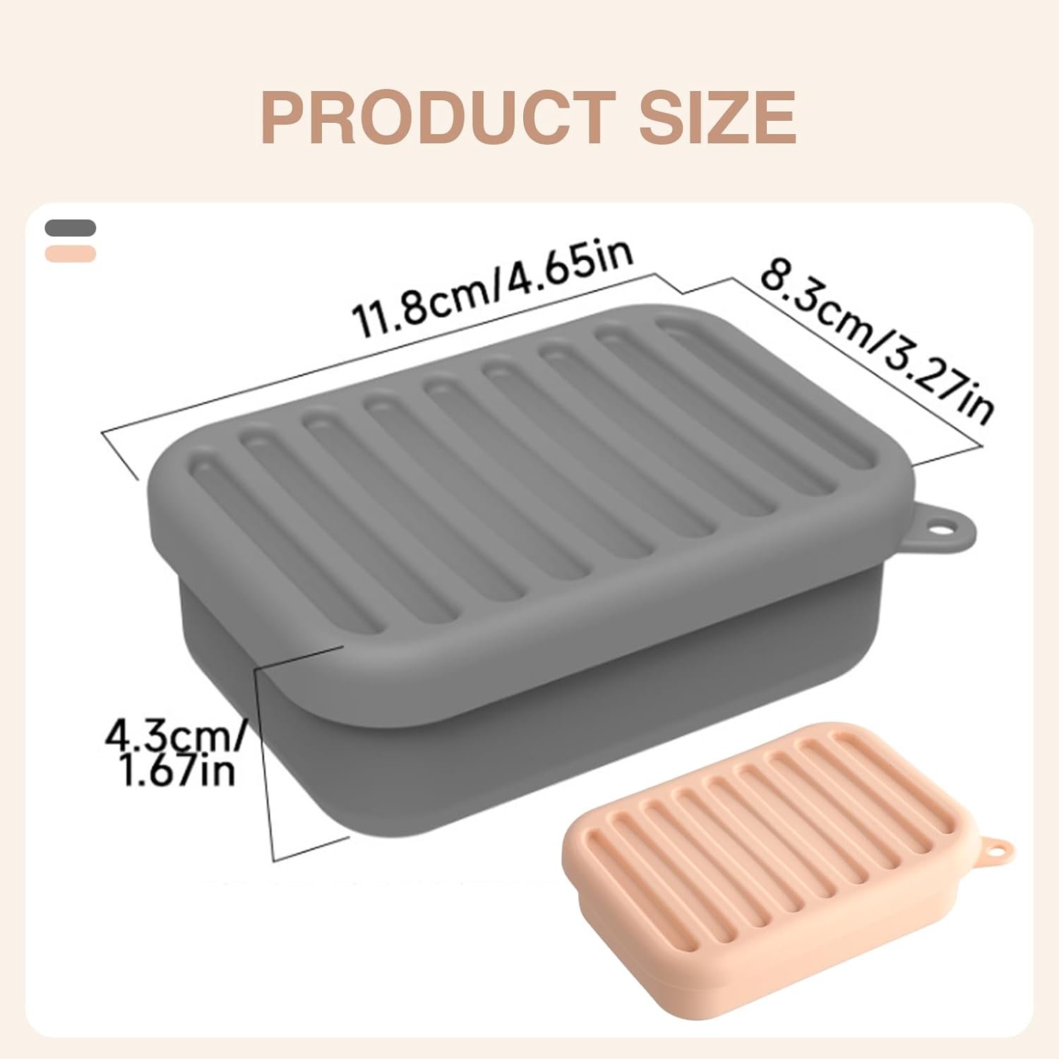 2Pcs Travel Soap Case with Drainage Pad, Leak-Proof Silicone Bar Soap Container