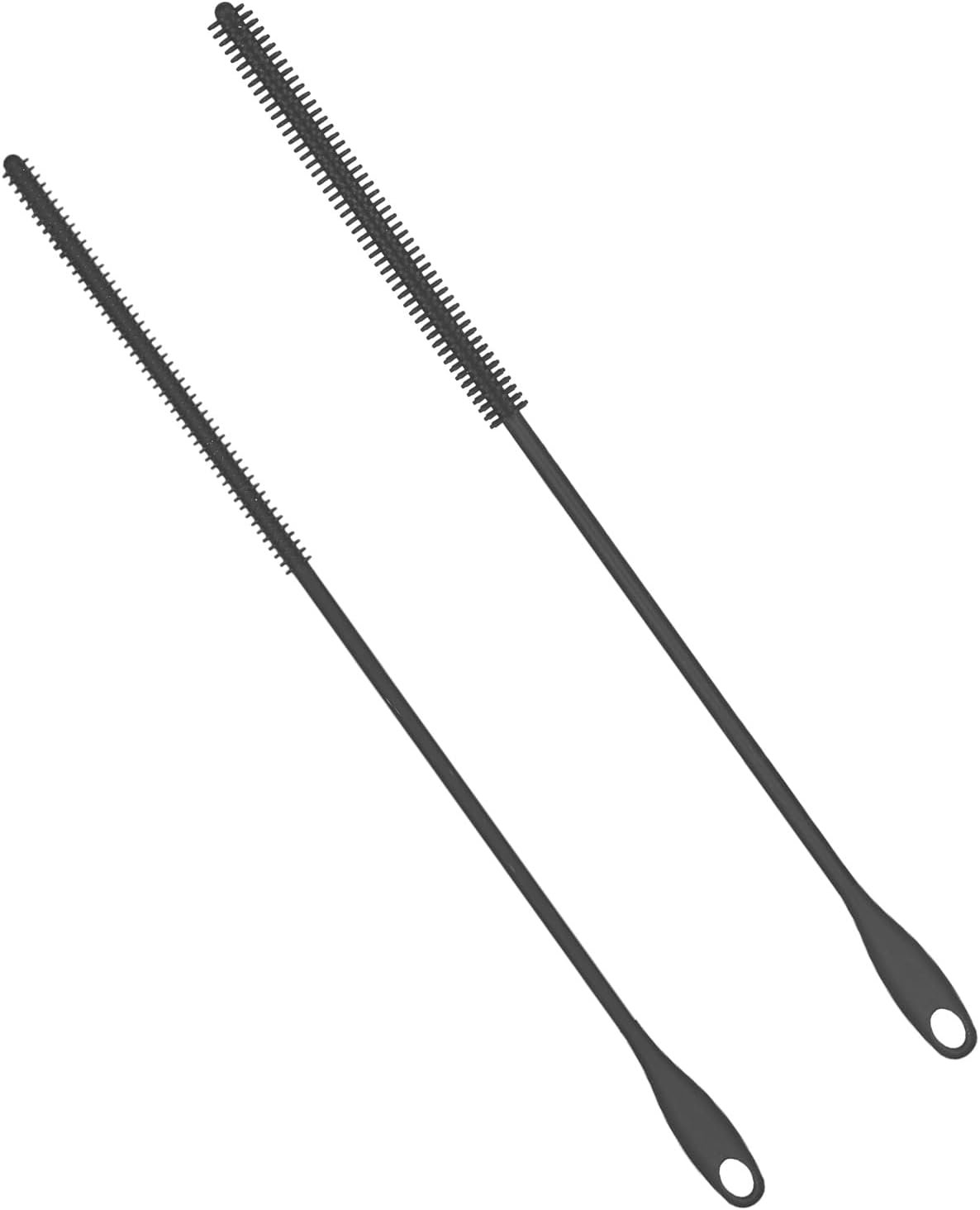 2pcs Silicone Straw Brushes, 6mm+8mm Reusable Hanging Straw Cleaner Brush Extra Long Straw Cleaning Brush Bendable Crevice Brush Pipe Cleaners for Glass Metal Straw (Gray)