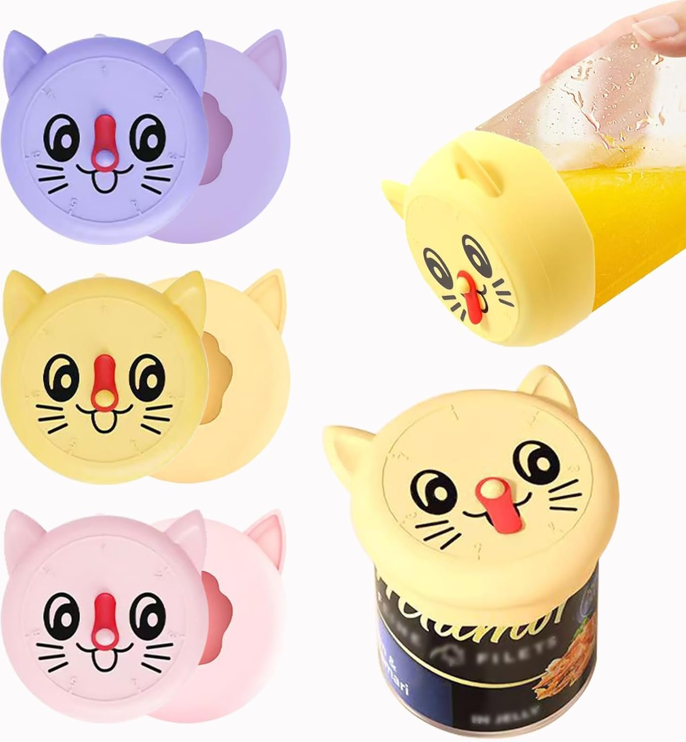 3-pack Pet Food Can Covers,Reusable Dog Cat Food Can Lids,Silicone Can Toppers for Dog Food Cans,Stretch Lids Fit Most Standard Can Sizes