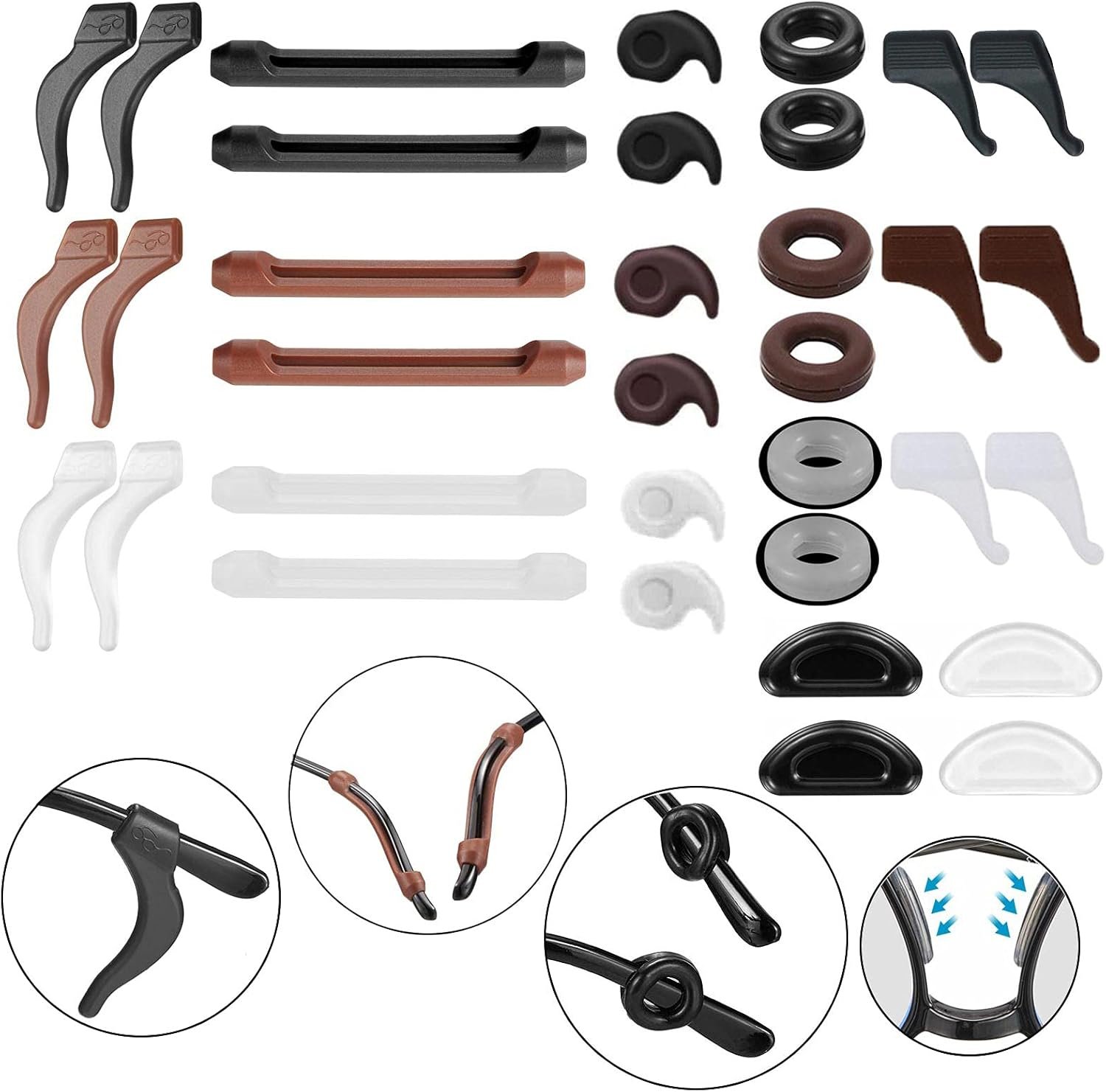 34PCS Eyeglasses Retainers Silicone Glasses Temple Holders Anti-Slip Protectors Comfort Eyewear Spectacle Stay Put Glasses Stoppers Ear Grip Hooks… (Eyeglasses Retainers-34PCS)