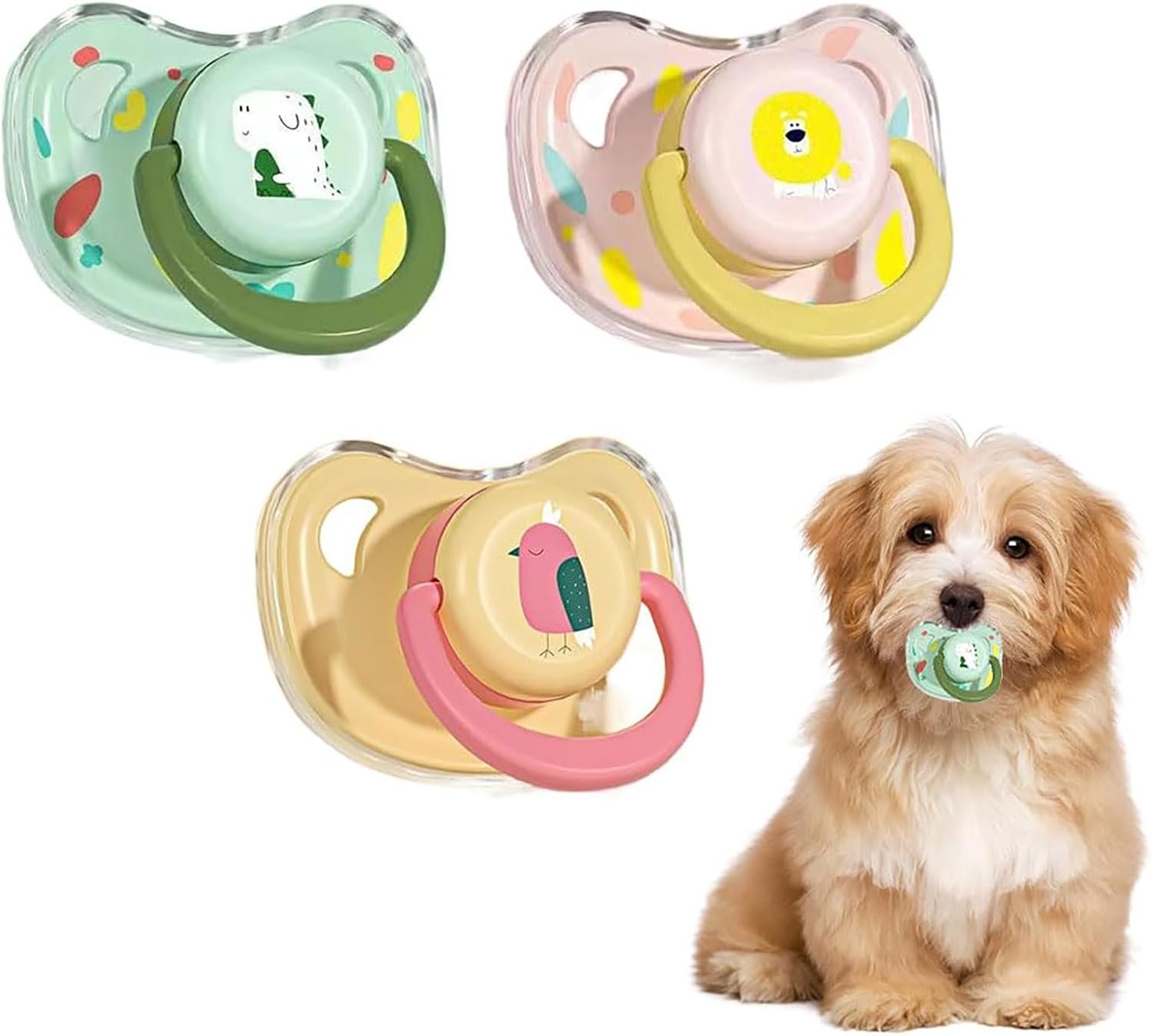3pcs Silicone Puppy & Kitten Pacifiers – Pet Calming Pacifier Chew Toy for Teething Relief, Washable Soothing Pet Accessories for Small Dogs & Cats (3 Colors, Mini)