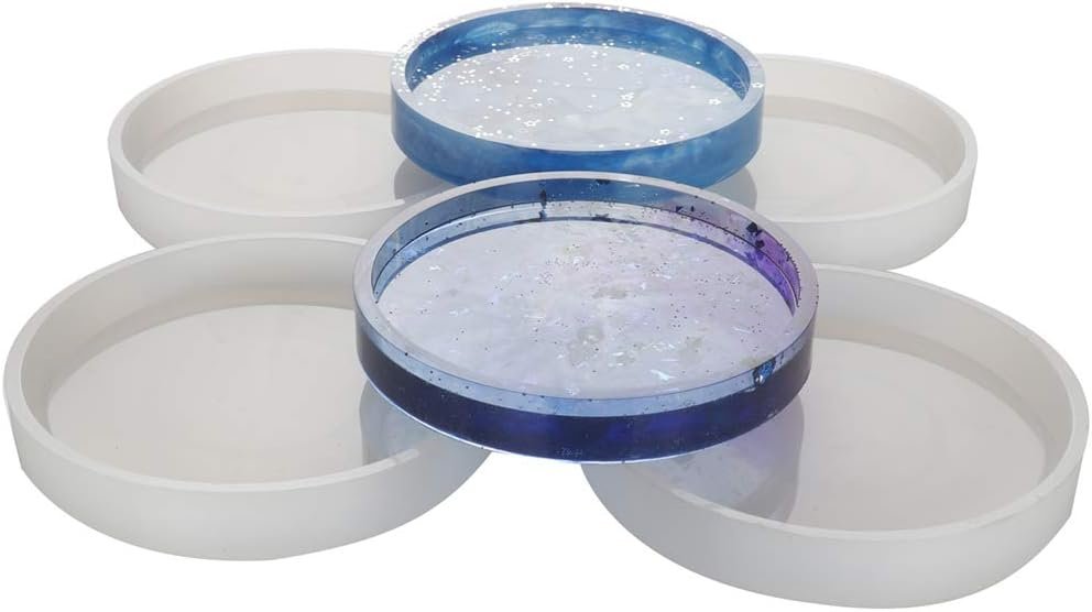 4 Pack Big DIY Round Coaster Silicone Mold, Diameter 3.94"/10cm, Molds for Casting with Resin, Cement
