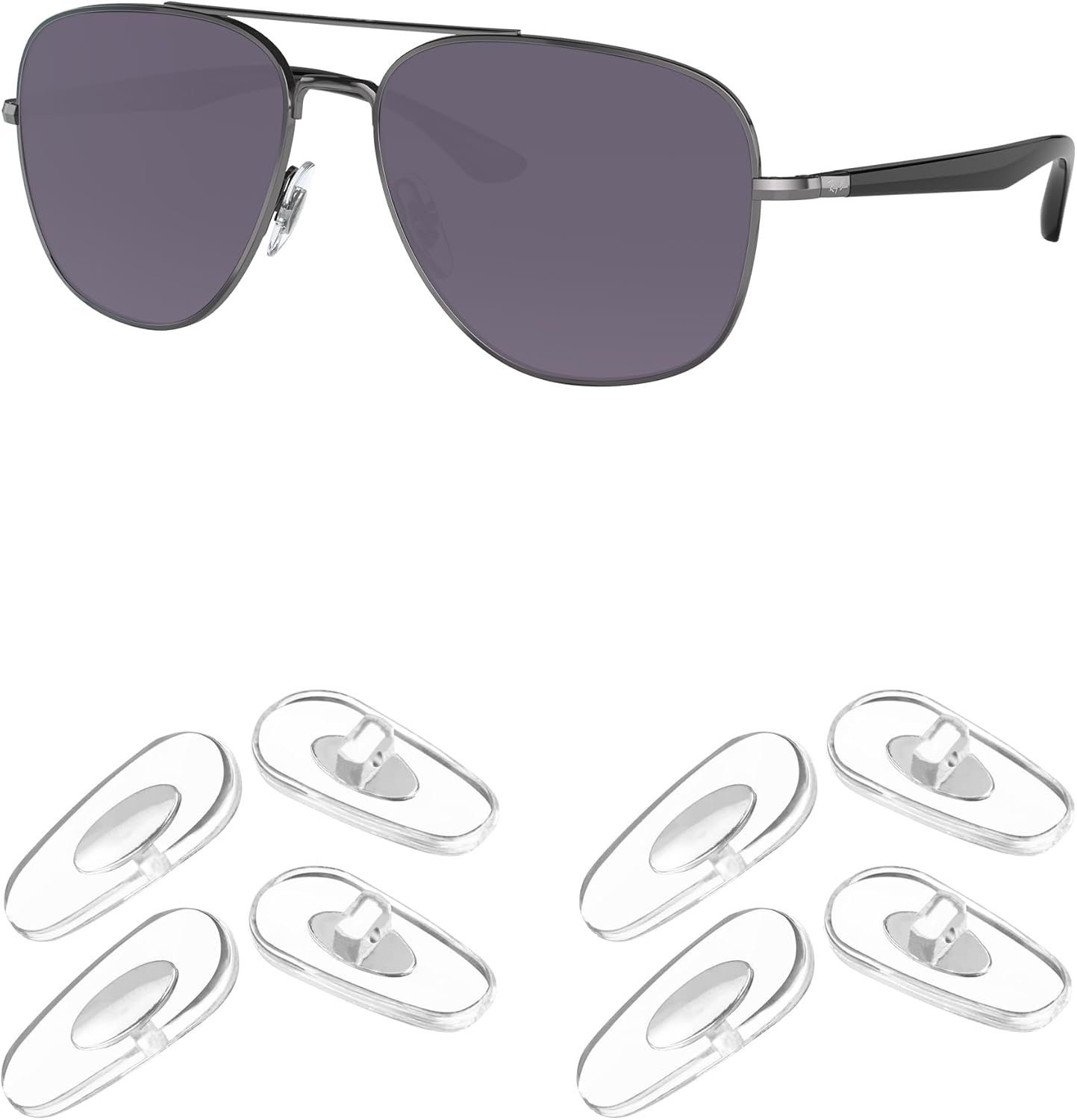 4 Pairs Clear Silicone Replacement Nose Piece Compatible with Ray-Ban RB3604/RB3614/RB8052/RB8054 Sunglasses, Anti-Slip Silicone Rubber Nose Cushions Nose Guard Nose Pads