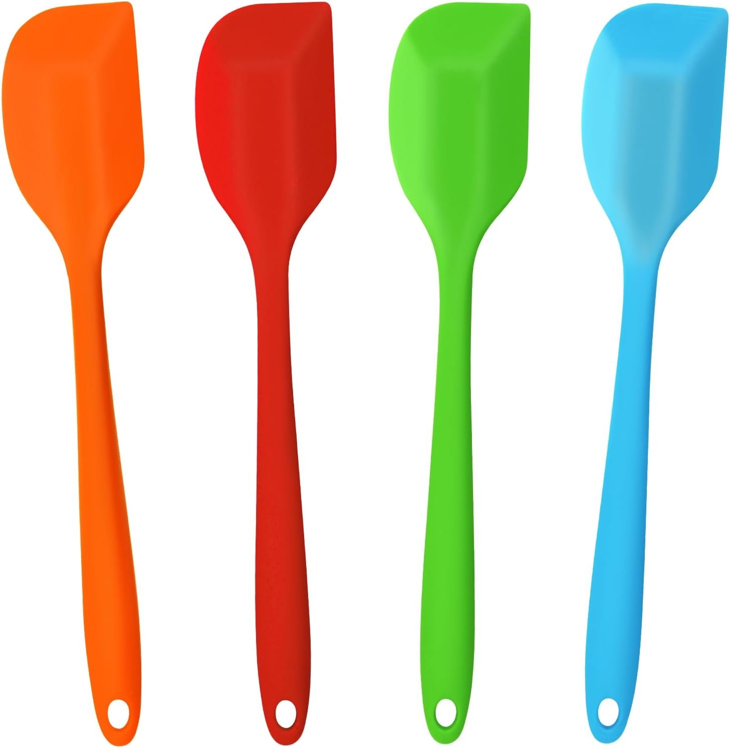 4 Pcs Silicone Baking Bowl Scraper, Heat-Resistant Rubber Kitchen Spatula One Piece Design Seamless Non-Stick Spoonulas Mixing Cooking Scraping Tool for Baking, Mixing, Cooking (8.5in, Mixed color)