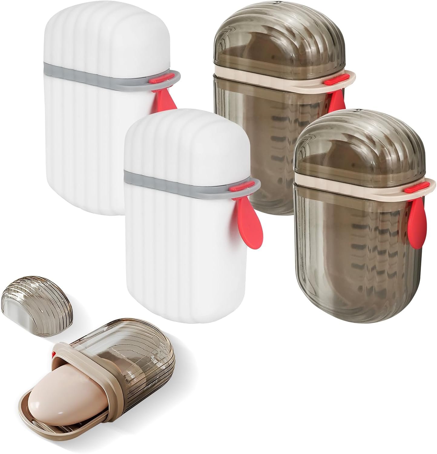 4 Pcs Travel Soap Box Soap Case with Lid, Portable Soap Container Waterproof Leakproof with Draining Layer Soap Dish for Travel Camp Outdoor Bathroom