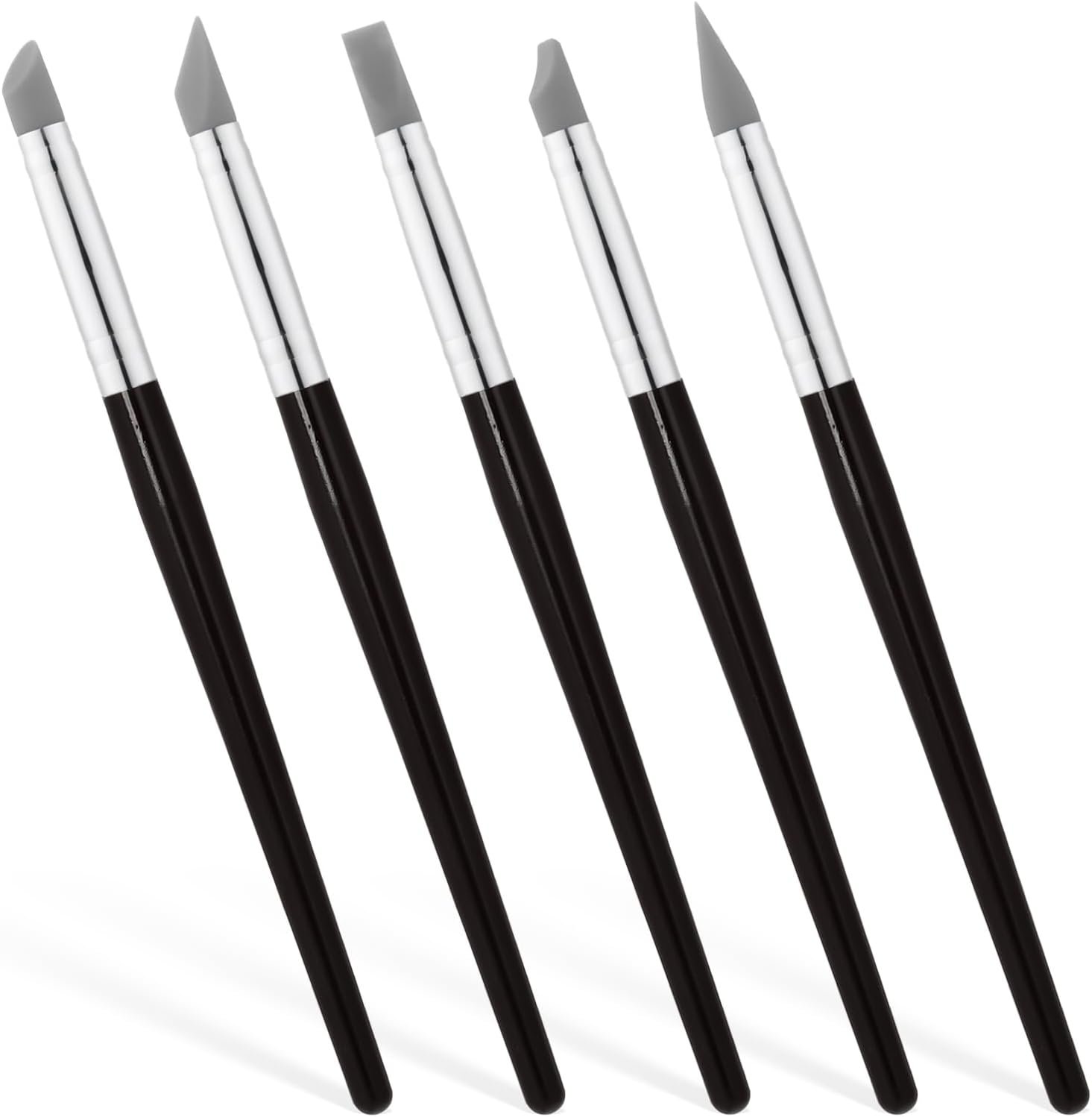 5 PCS Clay Carving Tools Silicone Sculpting Tools Paint Color Silicone Brush Matching Tool Pottery Trimming Tools Polymer Clay Tools for DIY Shaping Carving Handicraft Pottery Artwork