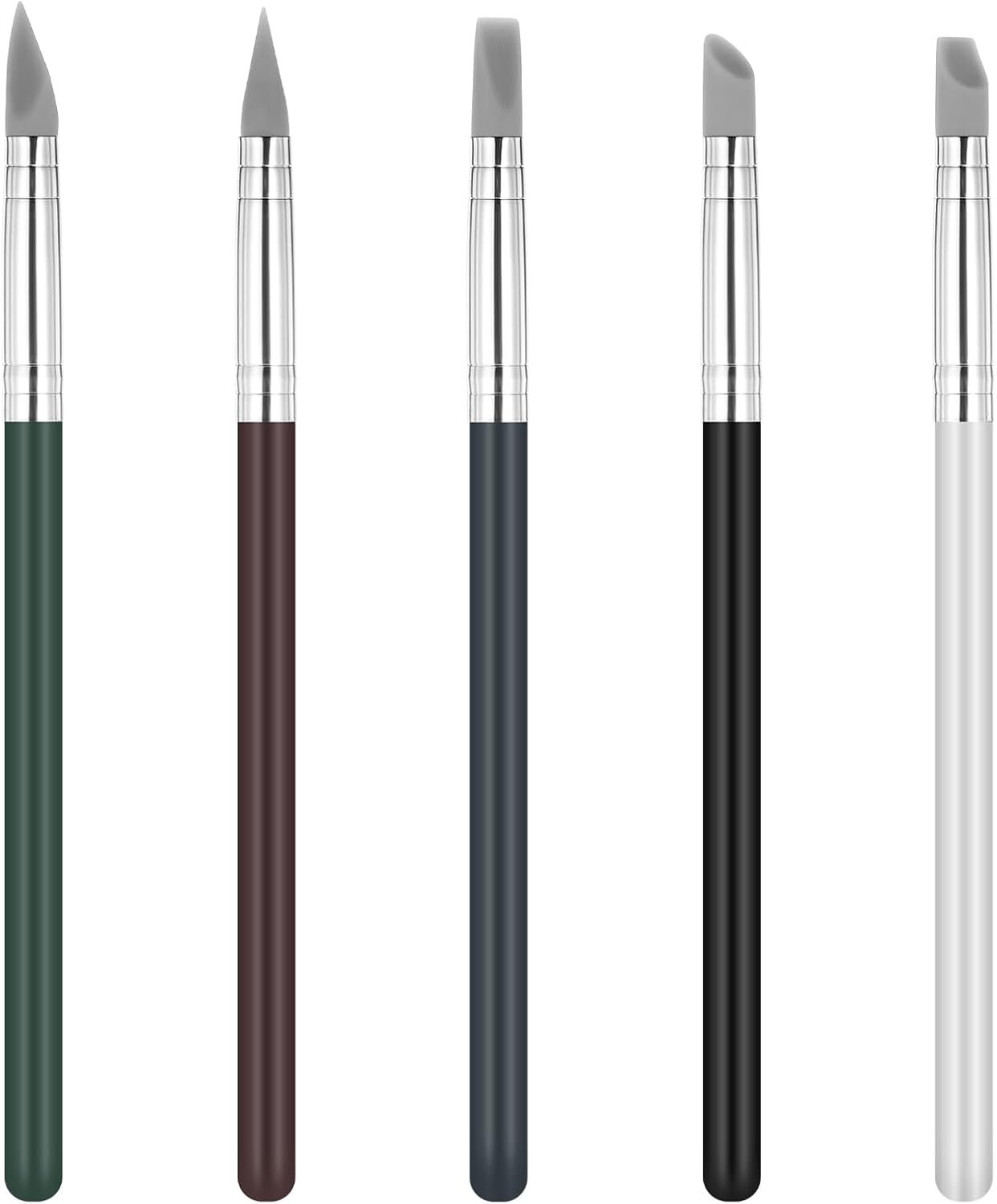 5 PCS Silicone Brushes for Crafts, Silicone Paint Brush Clay Sculpting Tools Flexible Clay Carving Tools Professional Rubber Color Shapers Brushes for DIY Handicraft Sculpting Pottery Artwork