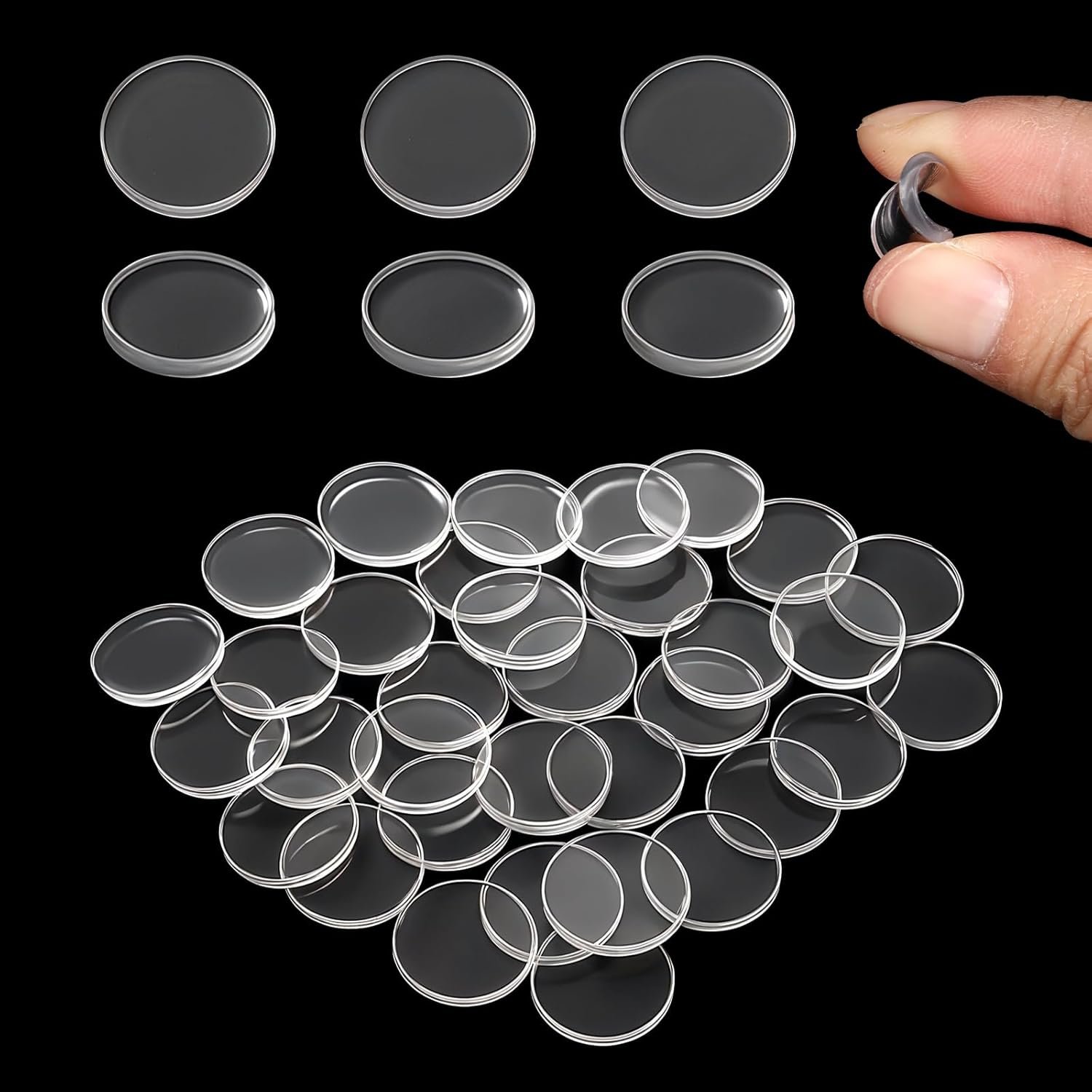 50 PCS Glass Table Top Anti Slip Pads, Round Silicone Non-Slip Pads Anti-Scratch Clear Rubber Glass Table Top Bumpers for Tables, Kitchen Cabinets, Laptop (15mm X 2mm)