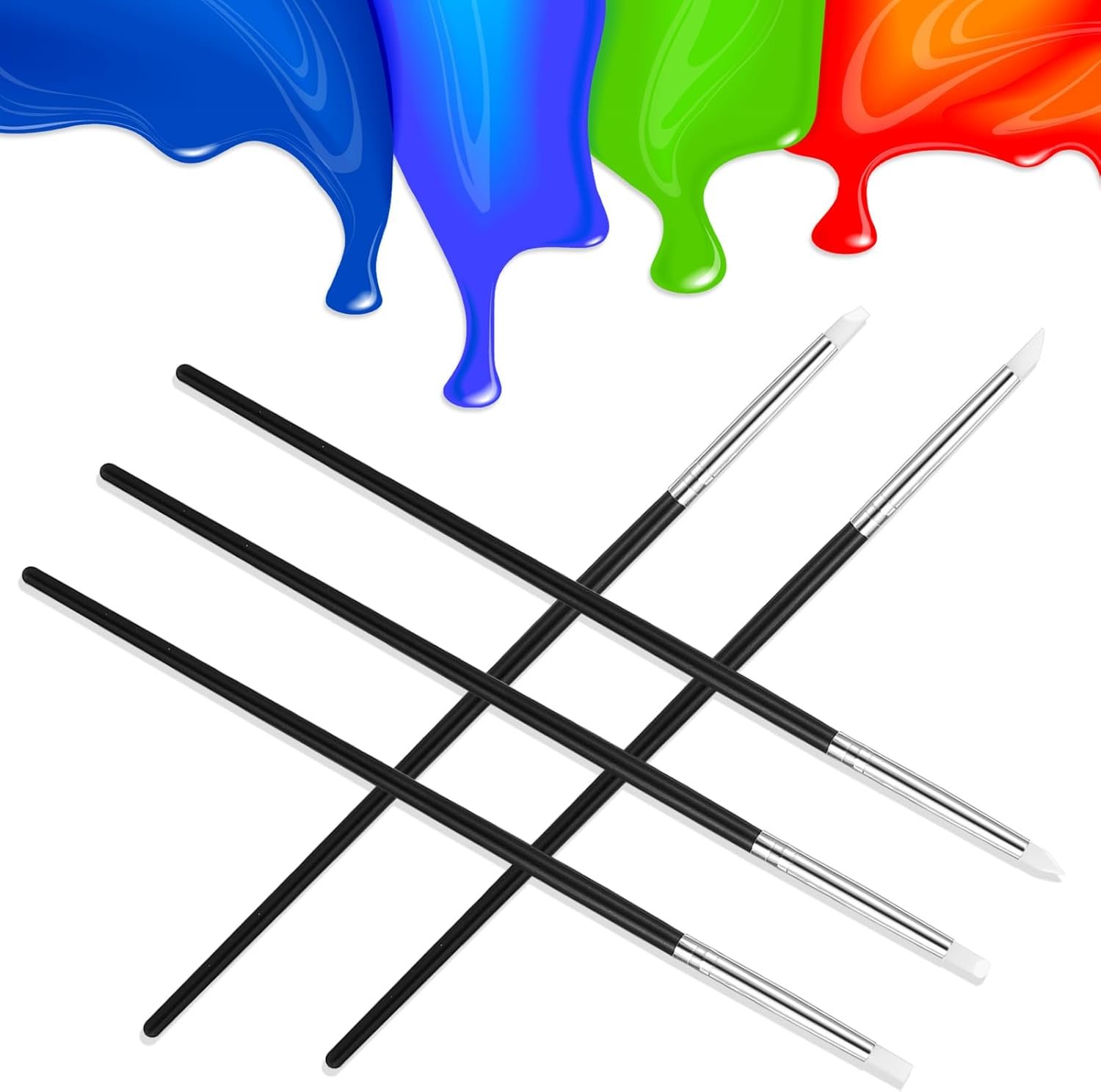 5Pcs Silicone Paint Art Brushes for Hollow Carving & Embossing Silicones Tip Glue Sculpting Brushes Fine Tip Paint Artist Brush Silicone Flexible Clay Resin Painting Brush for DIY Pottery Crafts