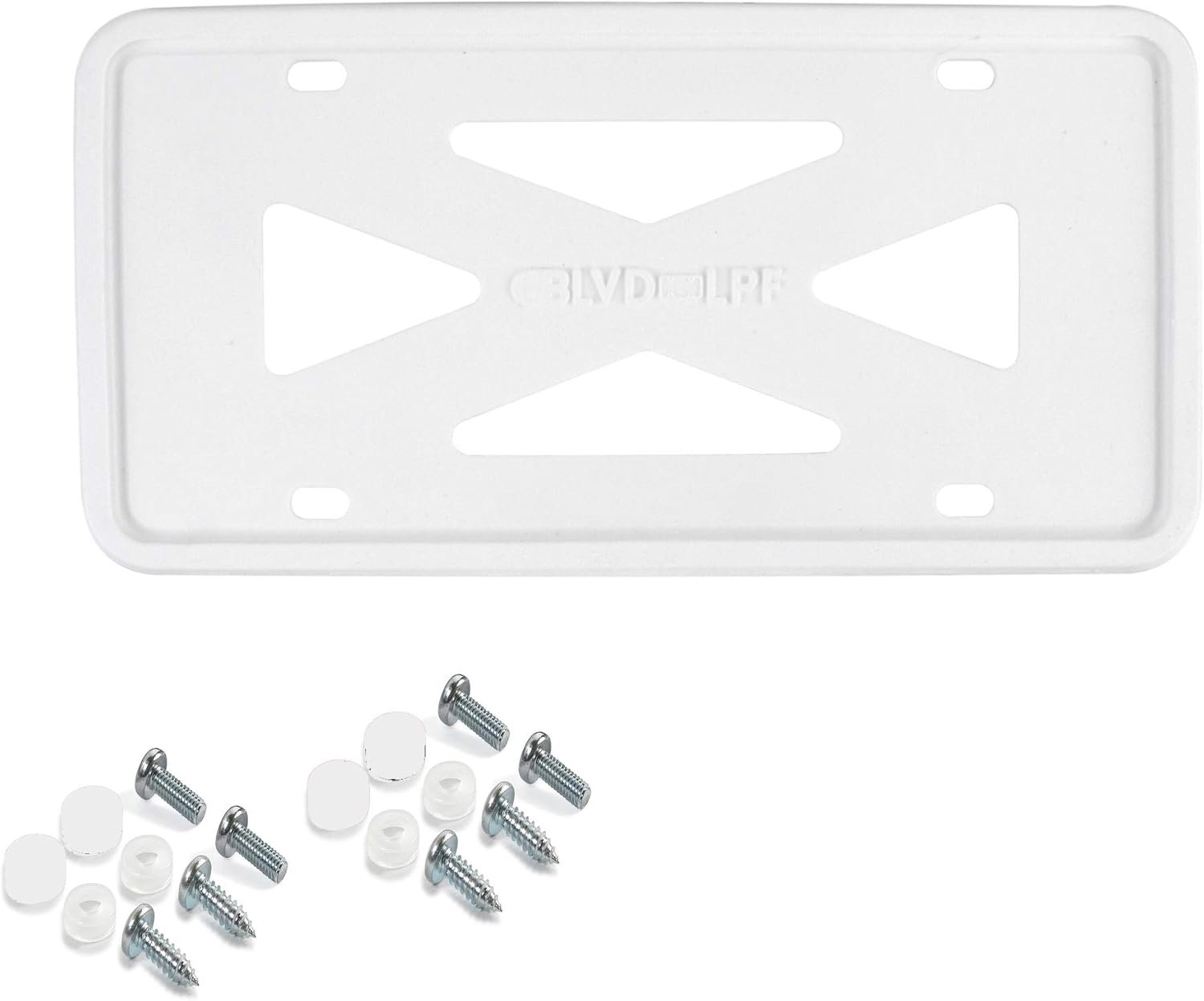 BLVD-LPF OBEY YOUR LUXURY Silicone License Plate Frame with Patented Design | Rattle-Proof, Weather-Proof, Rust-Proof Silicone License Plate Holder Compatible for All Car | White