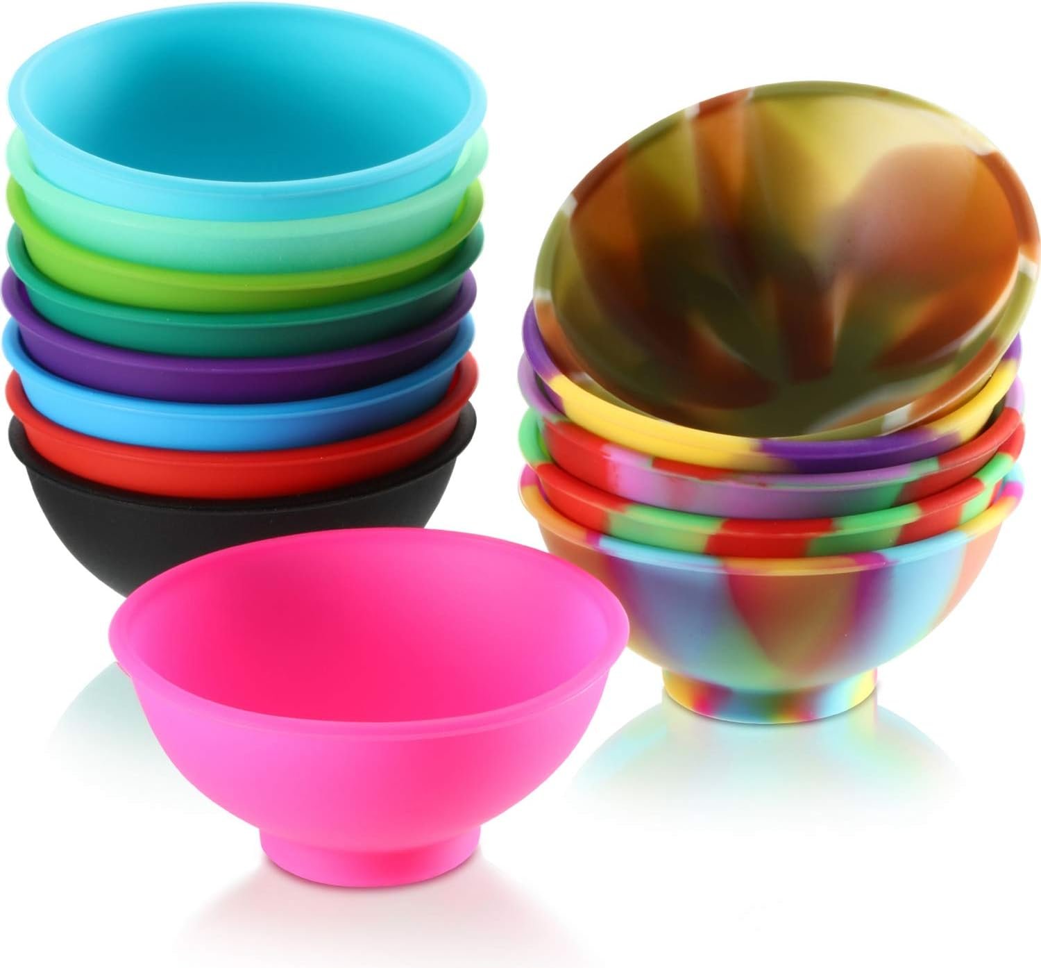 Boao 14 Pieces Mini Silicone Pinch Bowls, 1.75 Ounce Small Pinch Bowls for Prep Cooking Multicolor Reusable Snack Serve Condiment Bowls for Sauce, Nuts, Candy, Fruits, Appetizer, Snacks