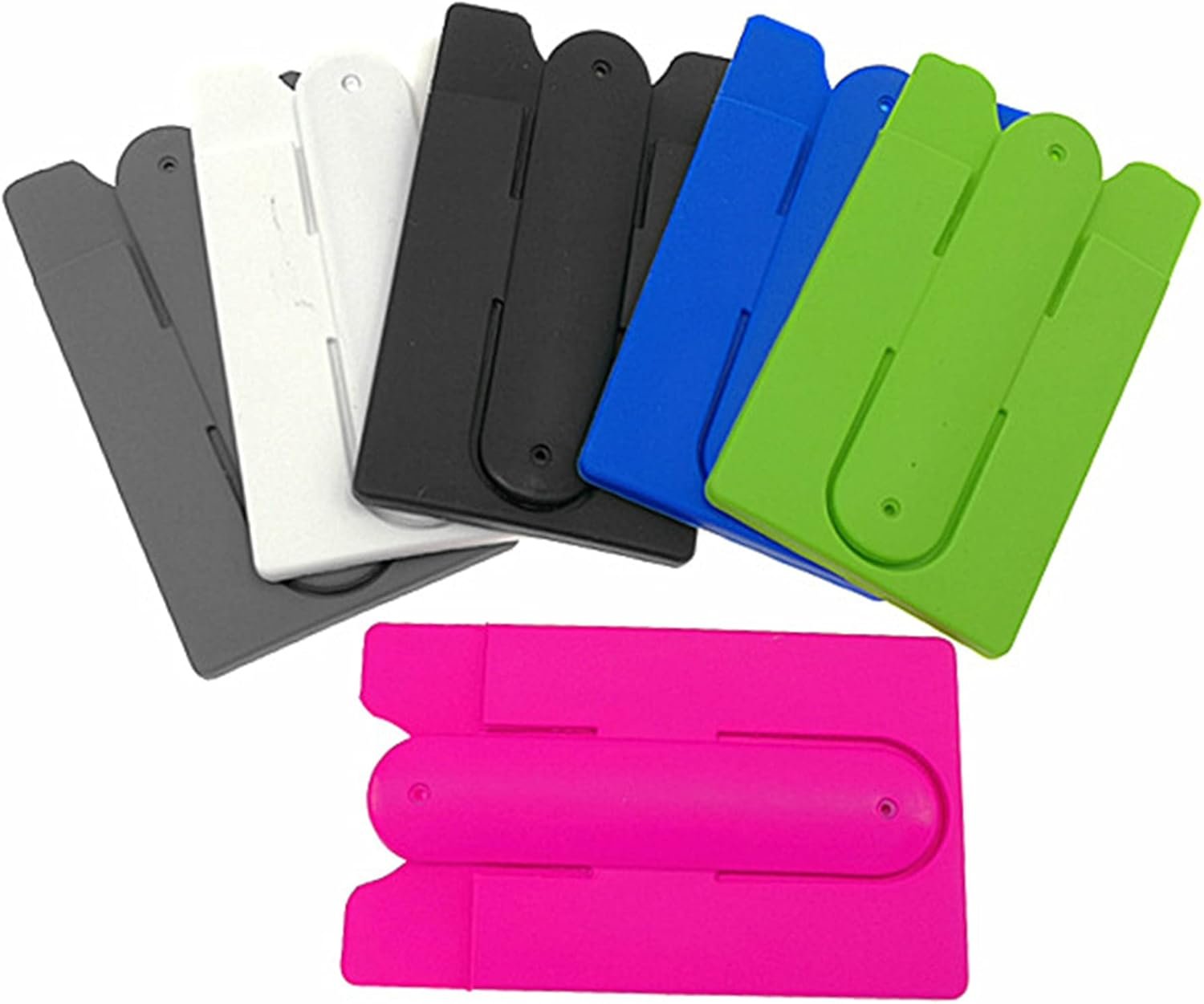 Card Holder with Cell Phone Stand,Stick-on Silicon Rubber Smartphone Sleeve Support Wallet(6pcs)