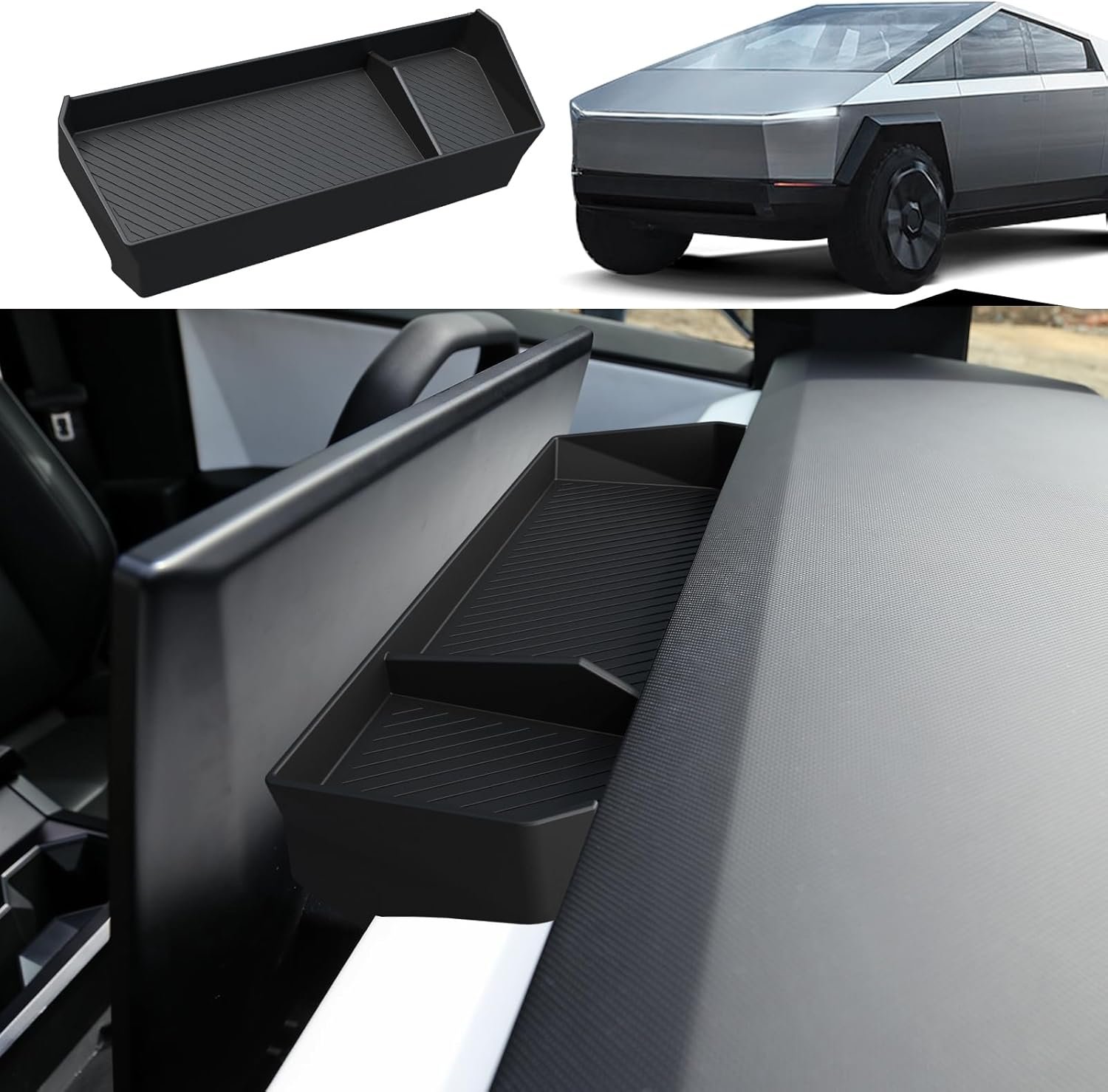 Center Console Organizer Behind Screen Compatible with Tesla Cybertruck Silicone Storage Box Dashboard for Cybertruck Accessories
