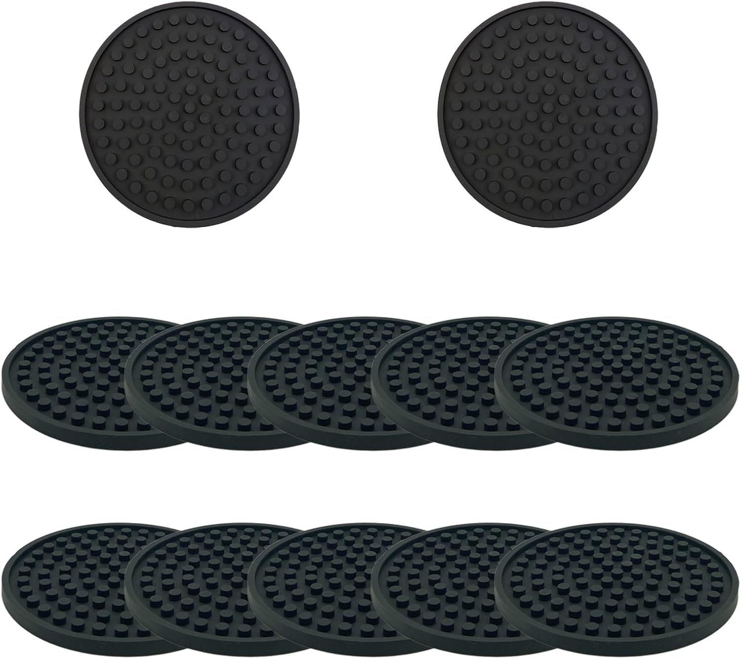 Coasters 12 Pack,Silicone Coasters Heat Resistant Drink Coasters for Home Decor,Drink Coasters for Hot or Cold Drink Thickened, Non-Stick,Non-Slip Black