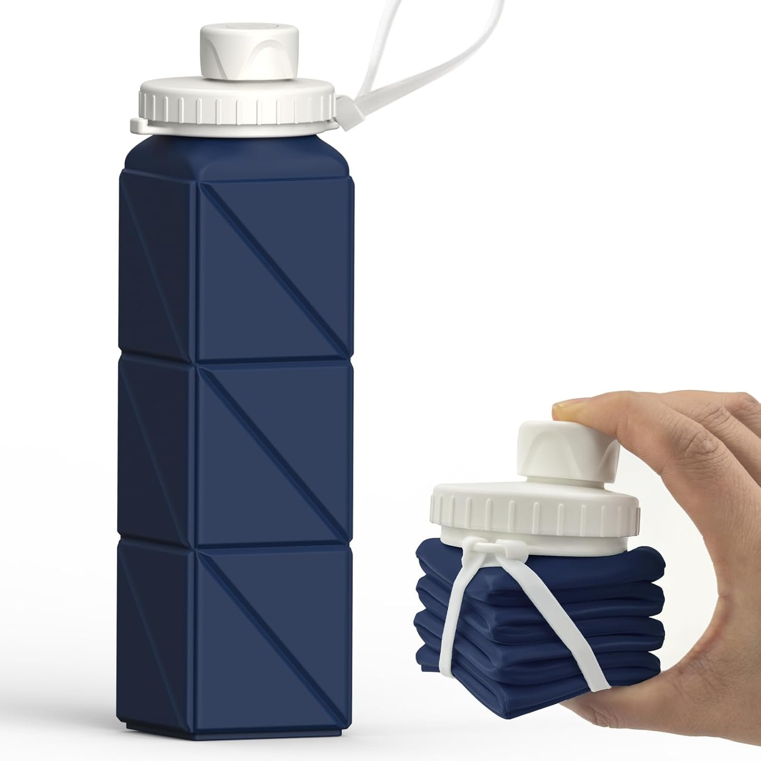 Collapsible Water Bottles 20.6oz, Silicone Foldable Portable Travel Water Bottle, Folding Lightweight Reusable Leakproof for Traveling Camping Hiking Cycling Yoga Sports Outdoor