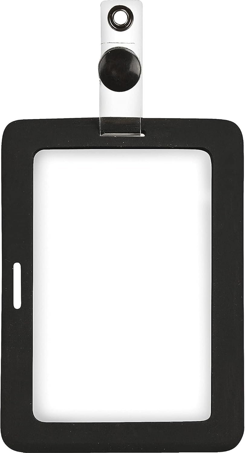 Cosco MyID Badge Holder for Key Cards and ID Cards, Rubberized Black, 4 x 2.75 Inches (075015)