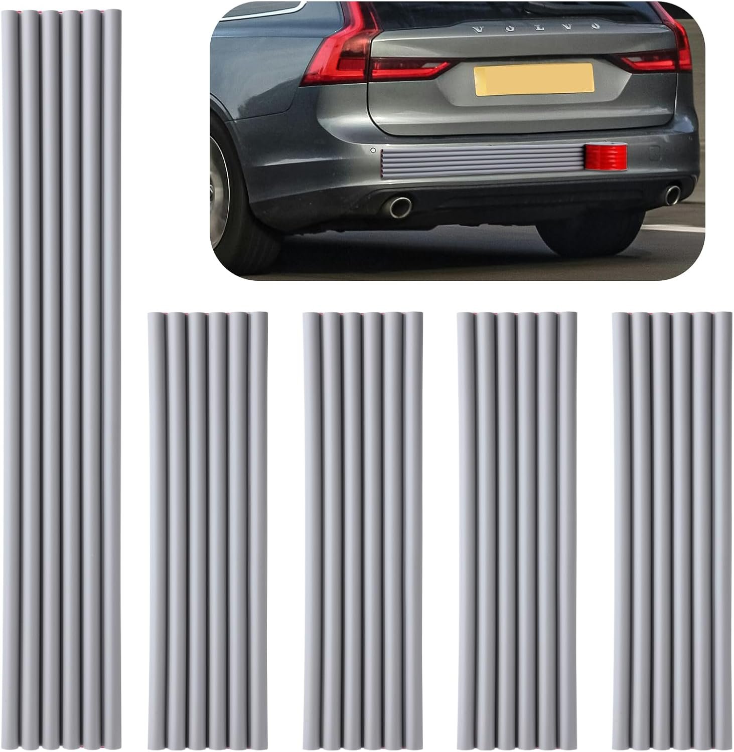 DIY Car Bumper Protector Guard, Strong Self Adhesive Rubber Rear Front Bumper Guard for SUV Cars Trucks, No Residue Anti Scratch & Anti-Colision Car Bumper Guard Accessories- 5 Pack Grey