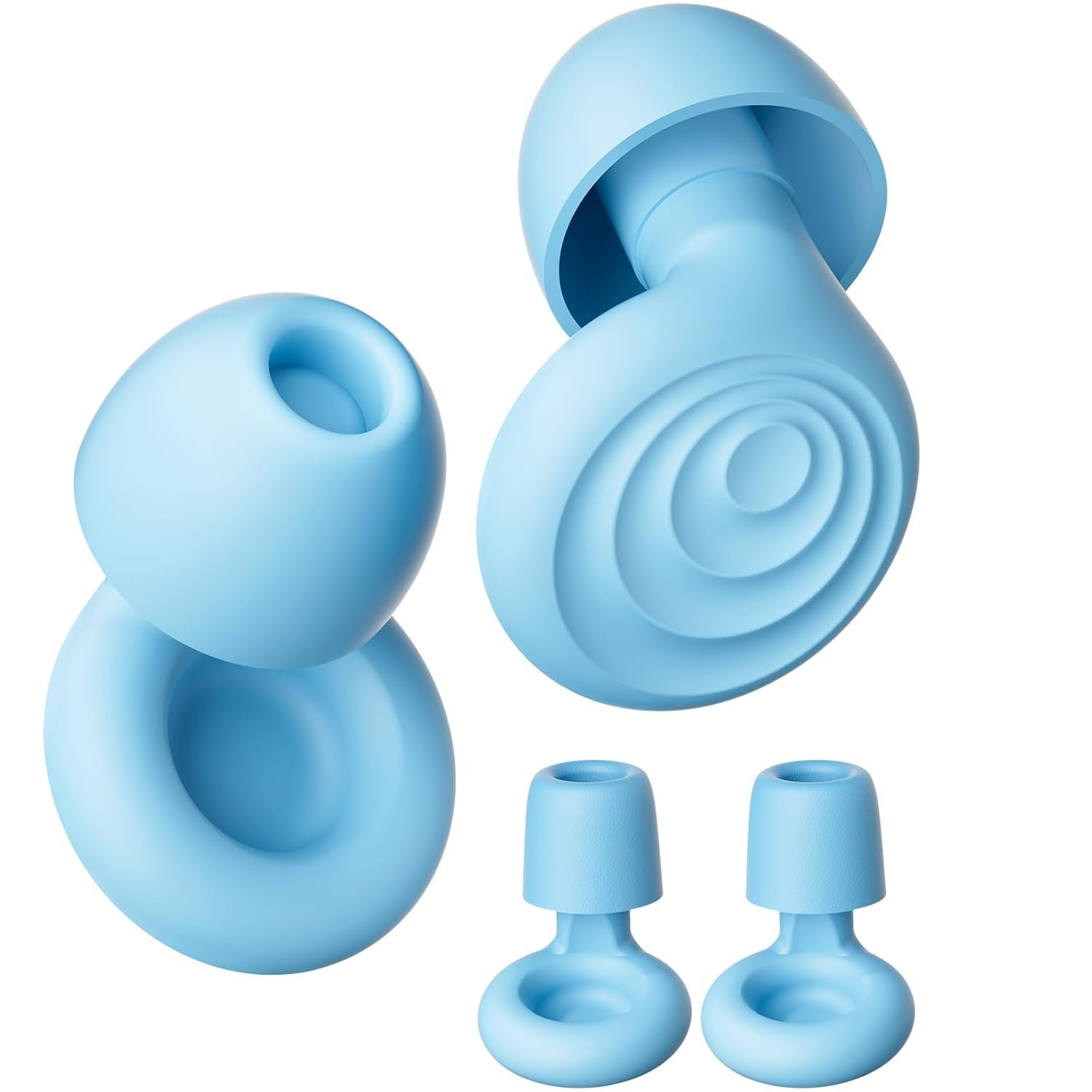 Ear Plugs for Sleeping Noise Cancelling, Reusable Soft Noise Reduction Earplugs for Sleep, Focus, Travel, Work, Motorcycle, Concert with 6 Silicone Ear Tips and 6 Foam Ear Tips - 25-35dB Blue