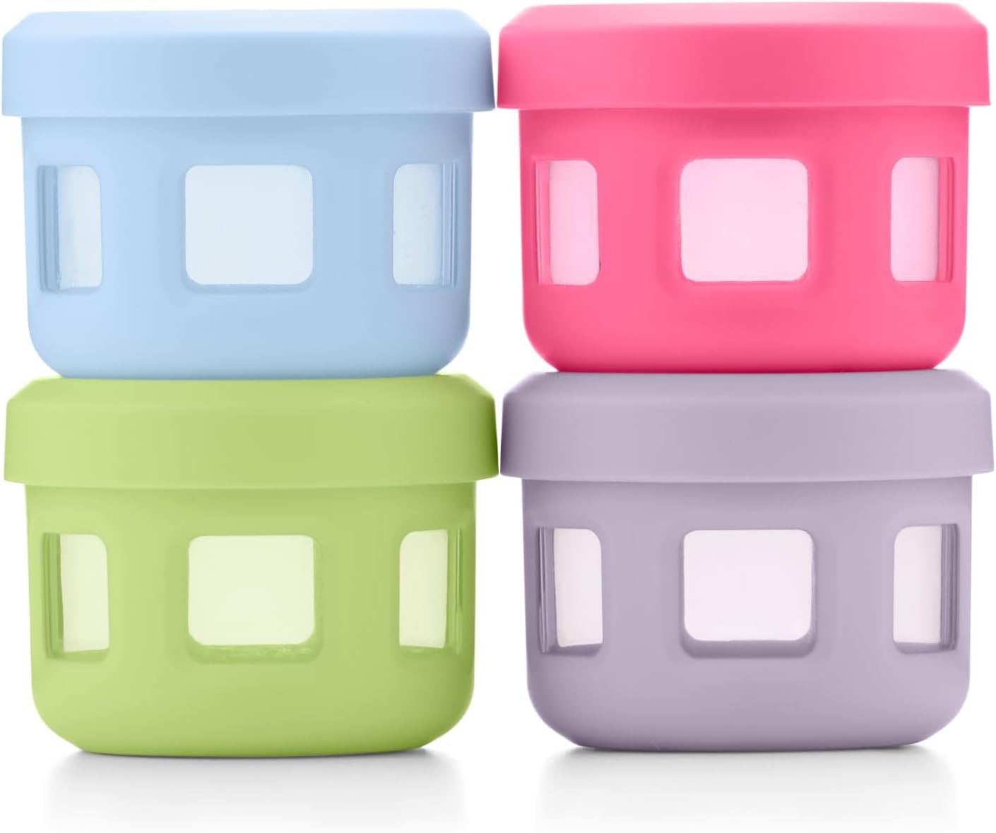 Ello Reusable Plastic Condiment Containers 4oz each with Screw-on Leak Proof Lid 4 Pack | Perfect for Salad Dressing Sauce Dips Lunchbox Picnic Travel Bento Box | BPA-Free | Dishwasher Safe | Neon
