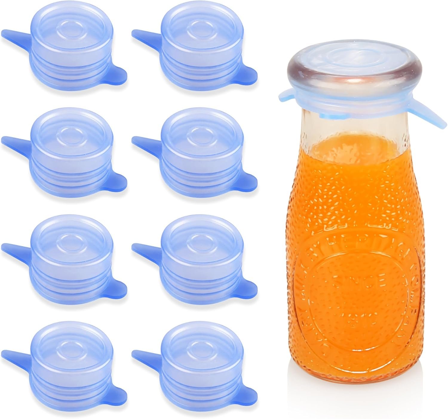 Extra Small Silicone Stretch Lids 1.6 Inch Reusable Silicone Jar Cover to Fit 1.6 Inch to 1.9 Inch Blue 8 pack