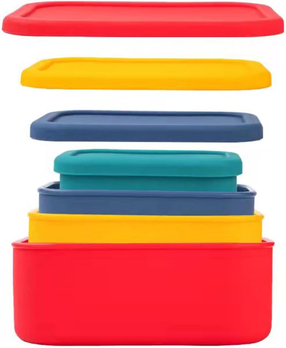 FENGCHEN Silicone Food Storage Containers Set - 4 Sizes & Colors - Meal Prep, Freezer to Oven - BPA Free, Stackable