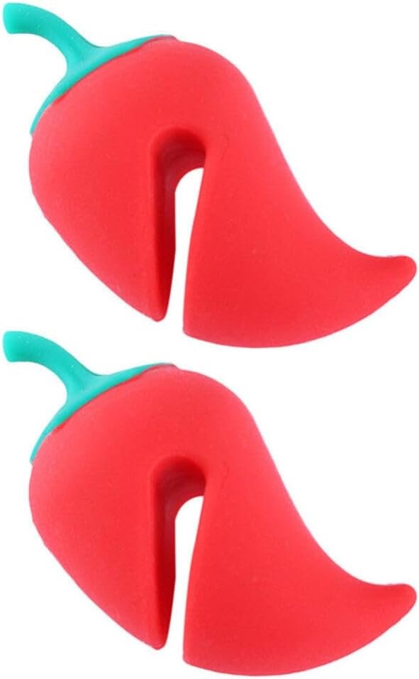 Hemoton Pot Boil Over Preventer 1 Set/ 2Pcs Silicone Lid Lifters Pepper Shape Pot Lid Holders Lid Pot for Pots and Saucepan Boil Over Stopper Spill- proof Steam Releaser (Red) Steam Releaser