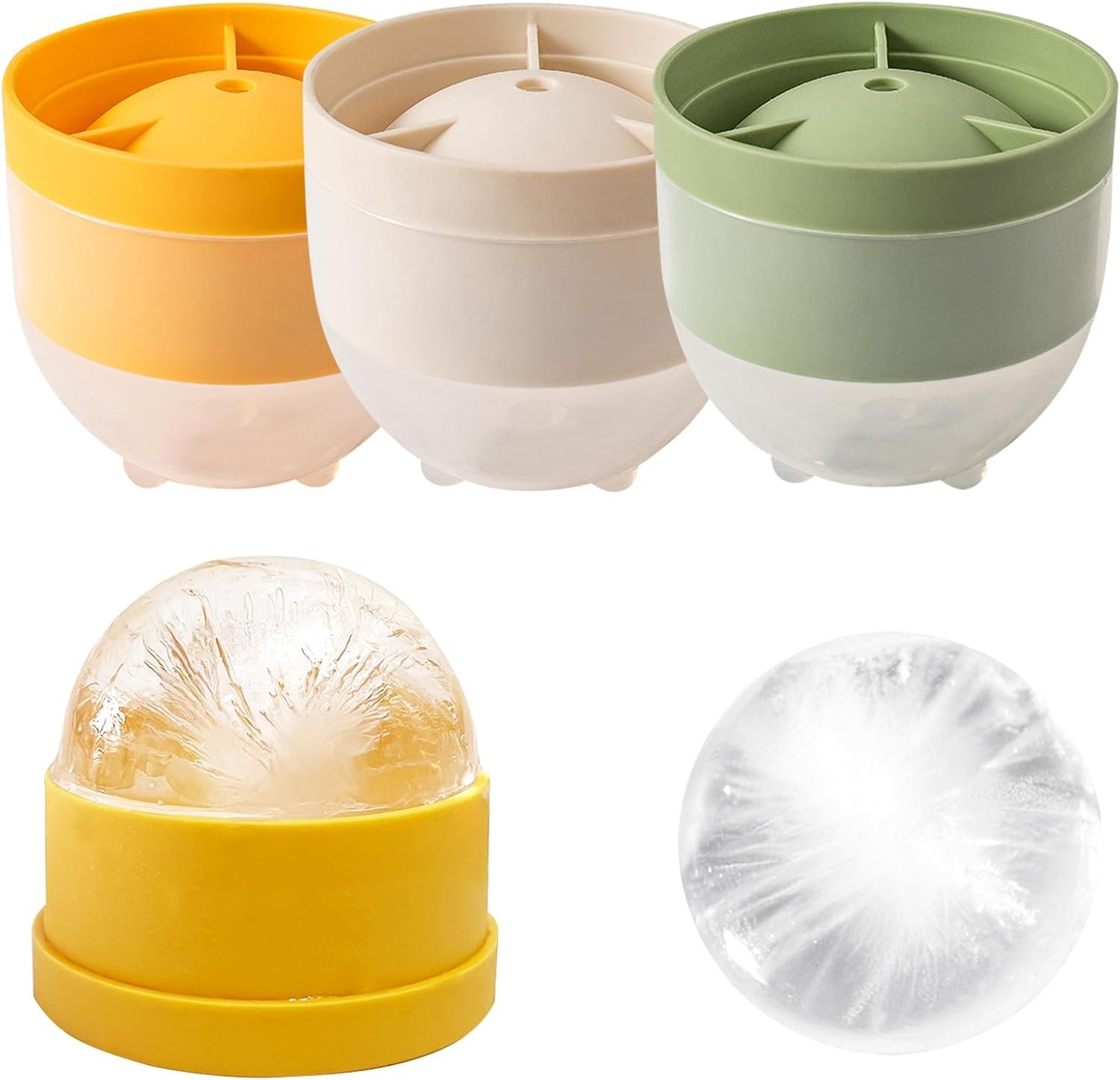 Ice Ball Mold Set, Stackable Easy Release Circle Silicone Ice Cube Mold, with Lids for Whiskey, Cocktails, Bourbon, and Drinks (Mixed colors2)