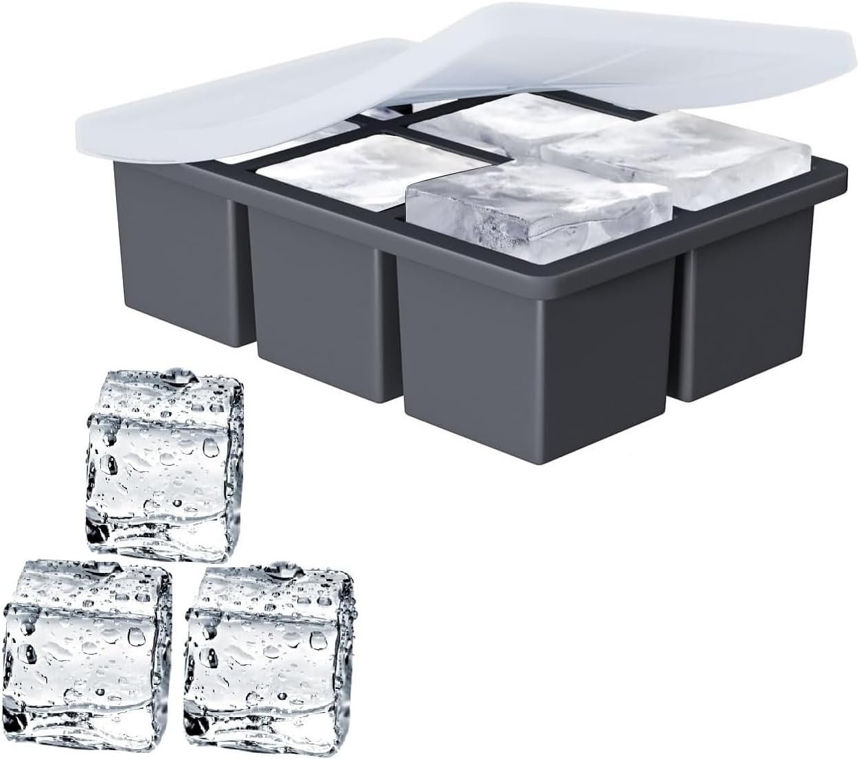 Ice Cube Molds - 1Pack Silicone Big Square Ice Cube Molds for Making Big Square Ice