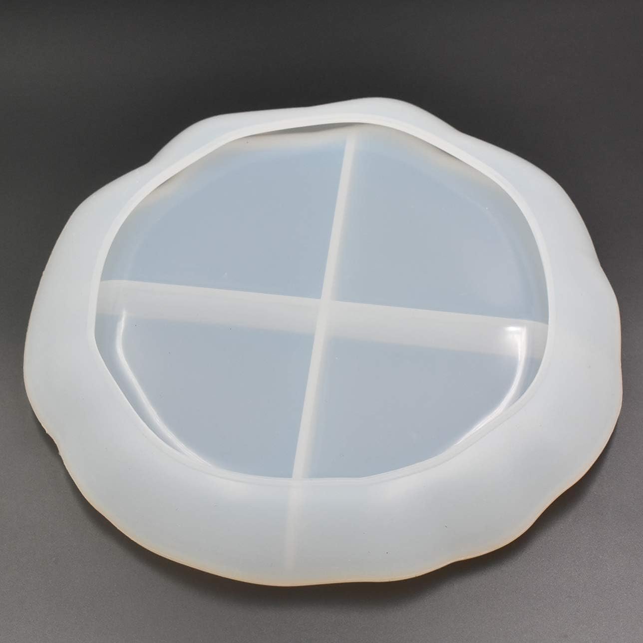 Irregular Round Plate Epoxy Mold Dia.8 inch Resin Casting Plate Shape Silicone Mold, 1 inch depth