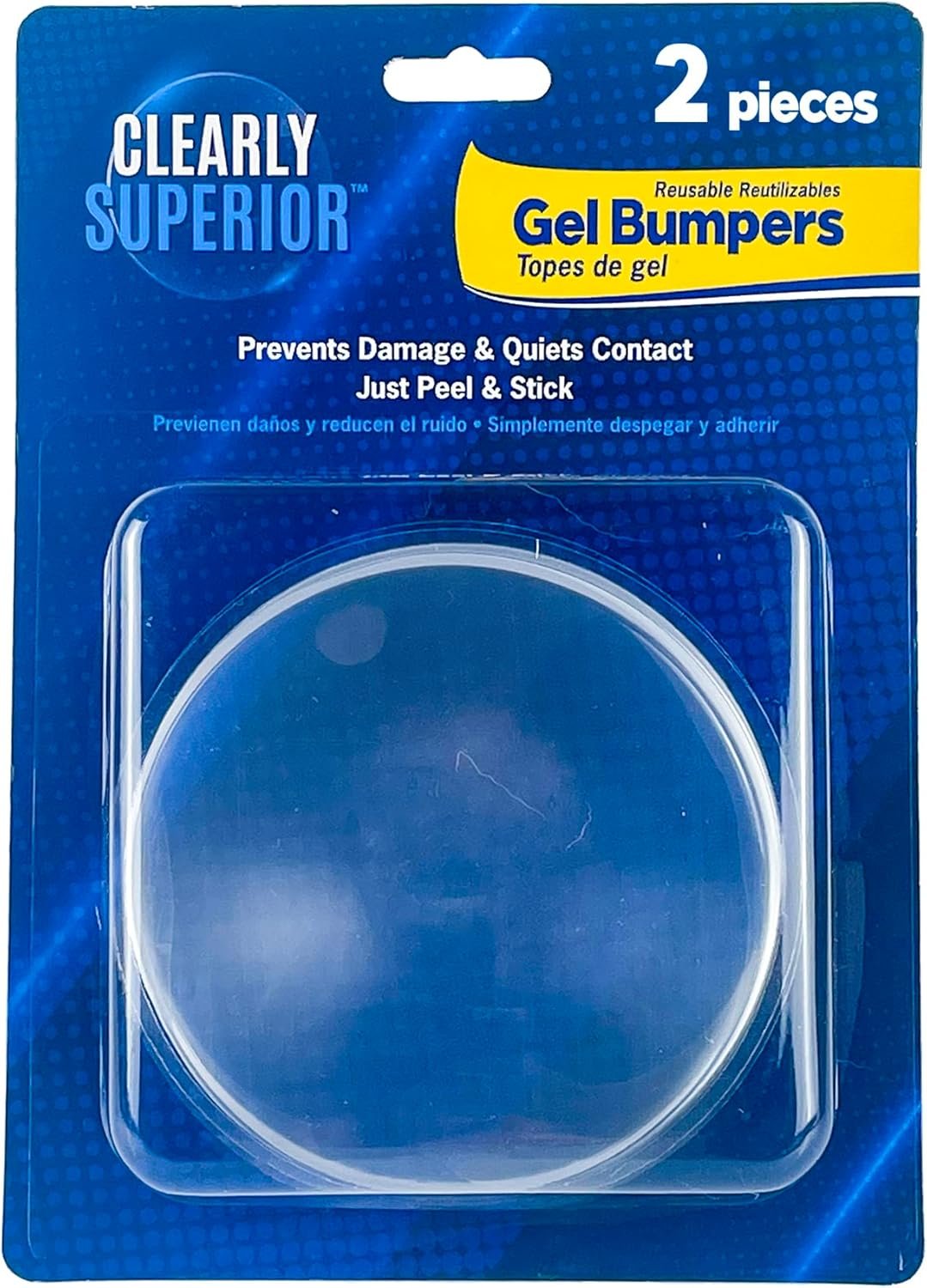 Large Door Stop Wall Protectors - 2-Pack 3.5" - Ultra Quiet Gel Bumpers - Quiets Contact & Prevents Damage - 2-Layer Polyurethane Provide Superiors Shock Absorbsion - Easy to Apply, Just Peal & Stick