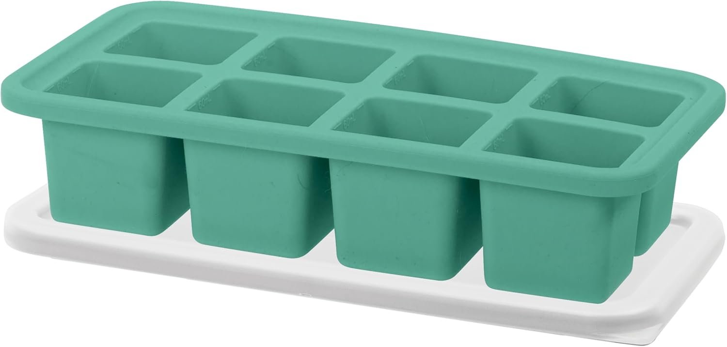 OGGI Prep & Portion Silicone Freezer Trays with Lid - Freezer Molds for Food, Ice Cube Tray, Food Prep Containers, Freezer Storage Containers, for Soup, Smoothie Cubes, Broth, Leftovers - 1/4 Cup