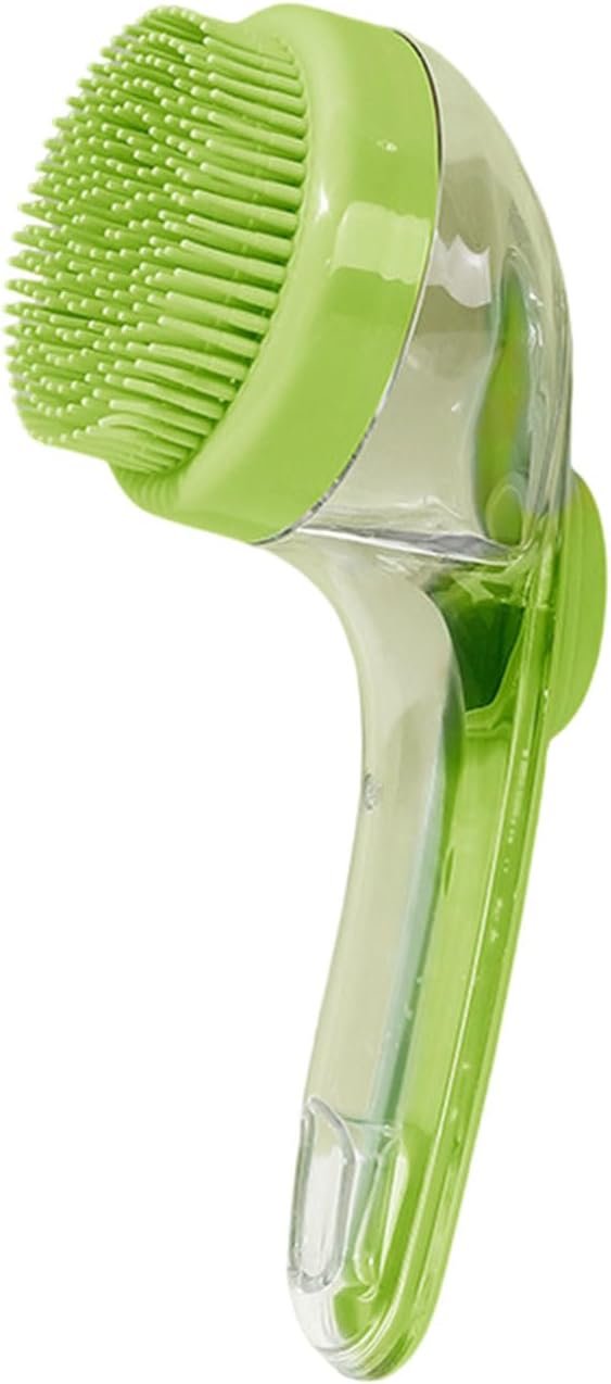 Pet Dogs Shampoo Dispenser Brush Cats Massage Comb Grooming Scrubber Shower Brush for Bathing Soft Silicone Bristles