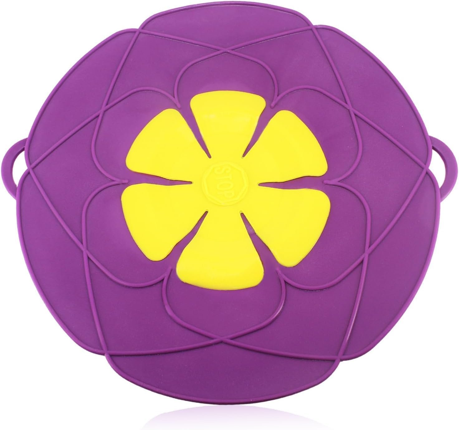 Purple Silicone Pot Lid Spill Stopper – Reusable Boil Over Guard for Pots and Pans, Heat-Resistant Kitchen Gadget Tool, Anti-Overflow Cover