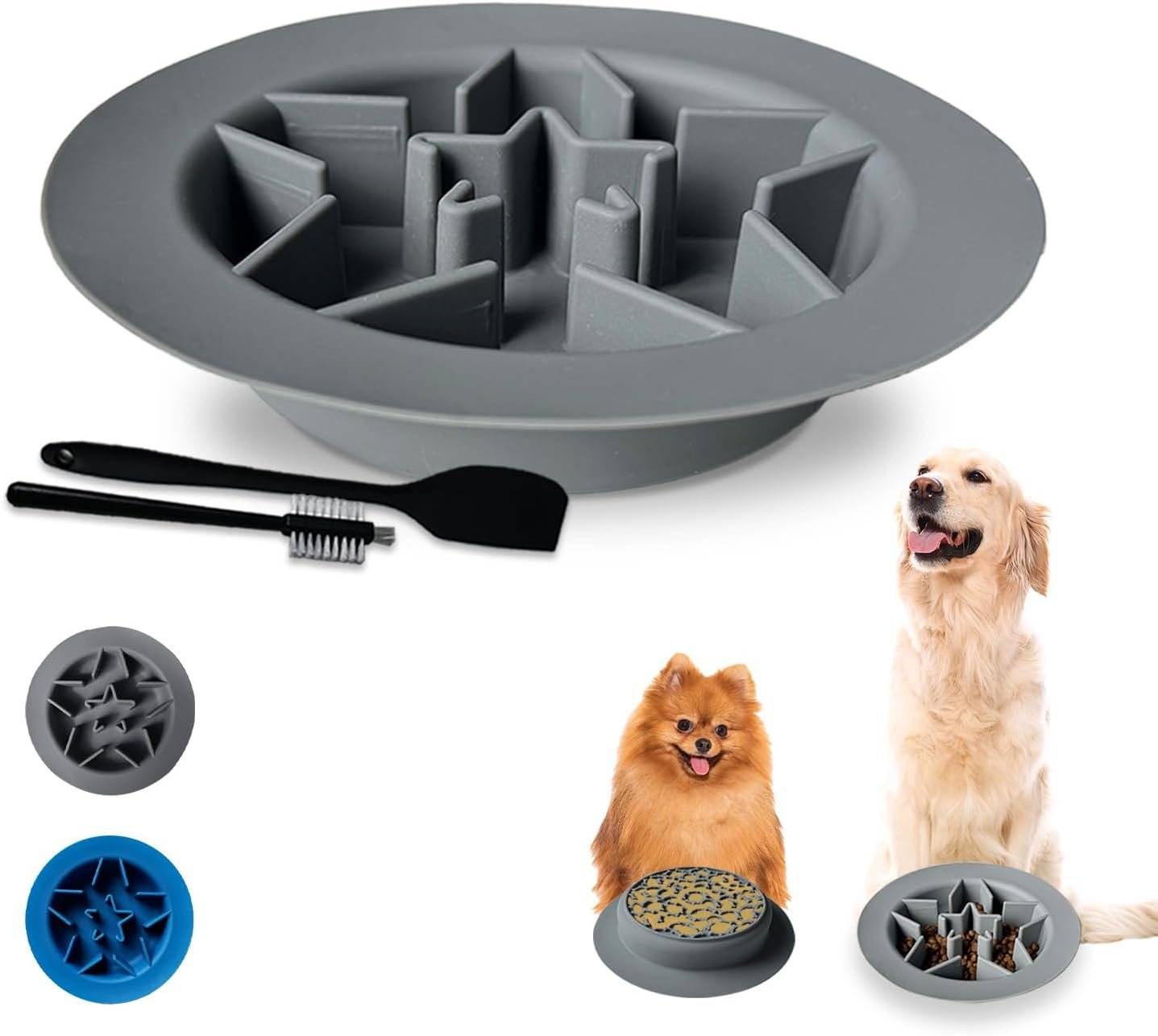 Reversible Slow Feeder Dog Bowl Lick Mat for Dogs and Cats, Lick Pad with Suction Cups, Bloat Stop and Anxiety Relief for Large, Medium, Small Sized Breeds
