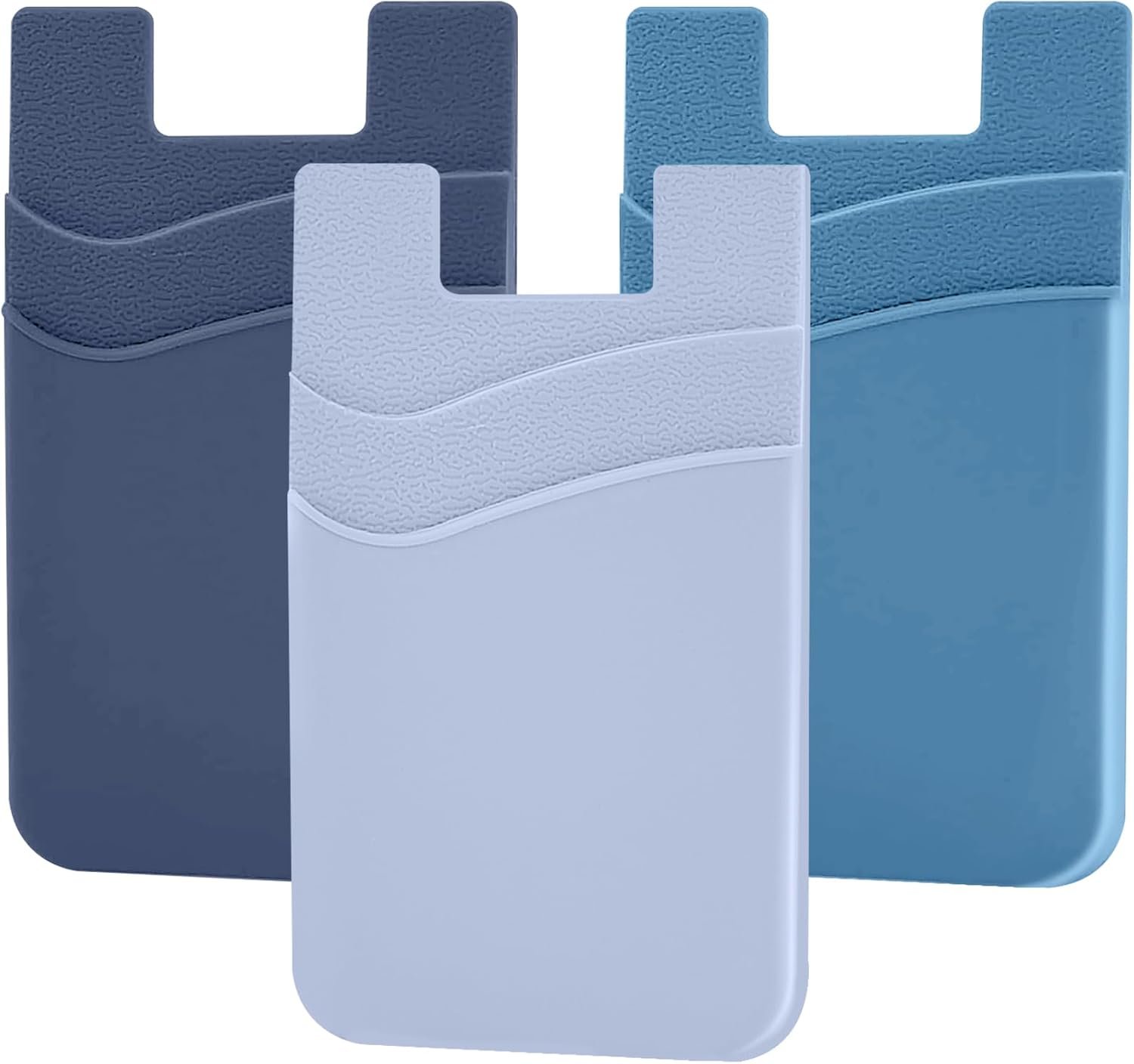 SHANSHUI Phone Wallet, 3 Pack Strong Adhesive Silicone Wallet Sleeve Pocket ID Credit Card Holder Stick on Fit for iPhone & All Smartphones