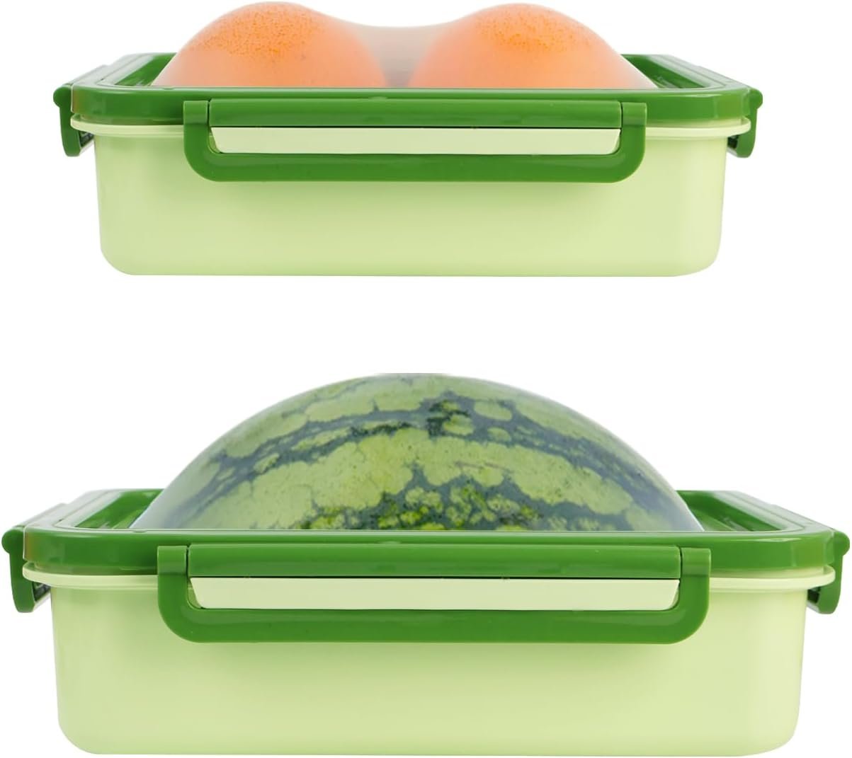 Set Of 2 Reusable Large Fruit And Veggie Savers, Silicone Fruit Storage Box, Fresh Stretch Pods For Food Saver, Ideal For Roast Chicken, Garlic, Onions, Lemons, Watermelon and Potatoes (Green)