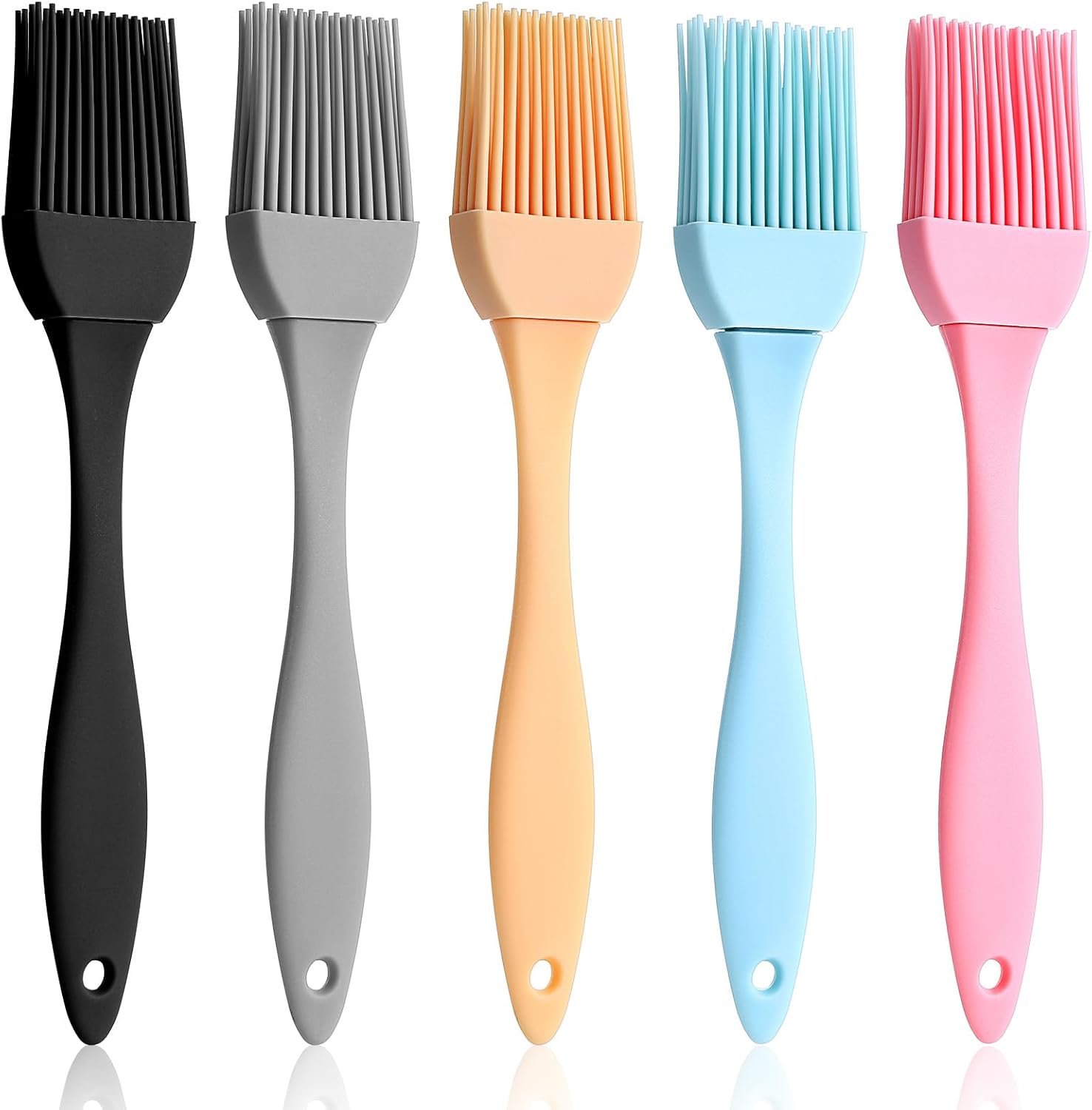 Silicone Basting Pastry Brush Heat Resistant, 5 Pcs Silicone Brush Cooking Brush for Oil And Sauce Silicone Basting Brush Pastry Brush for Baking BBQ Grill Barbecue BPA Free Dishwasher Safe