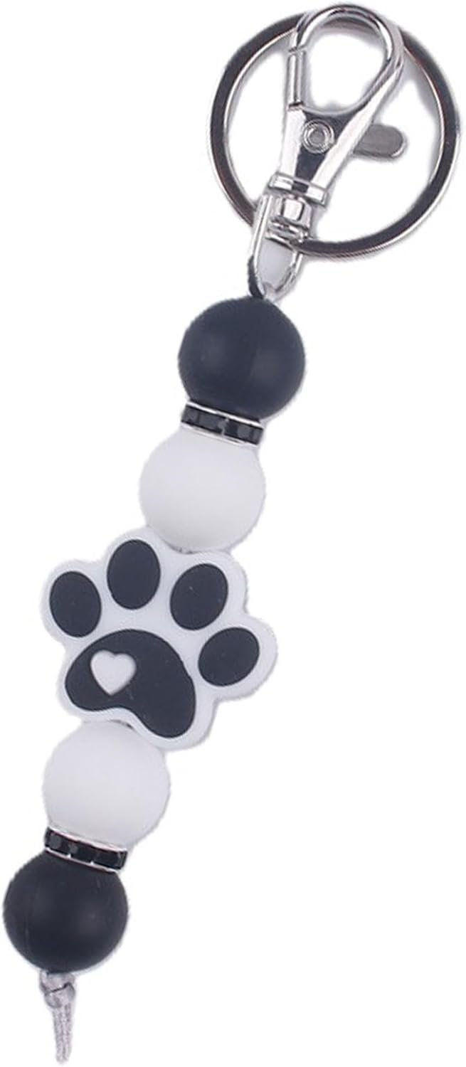 Silicone Bead Dog Paw Keychain Car Key Bag Accessories Charms for Women, Claw Keyring for Handbag Backpack Wallet
